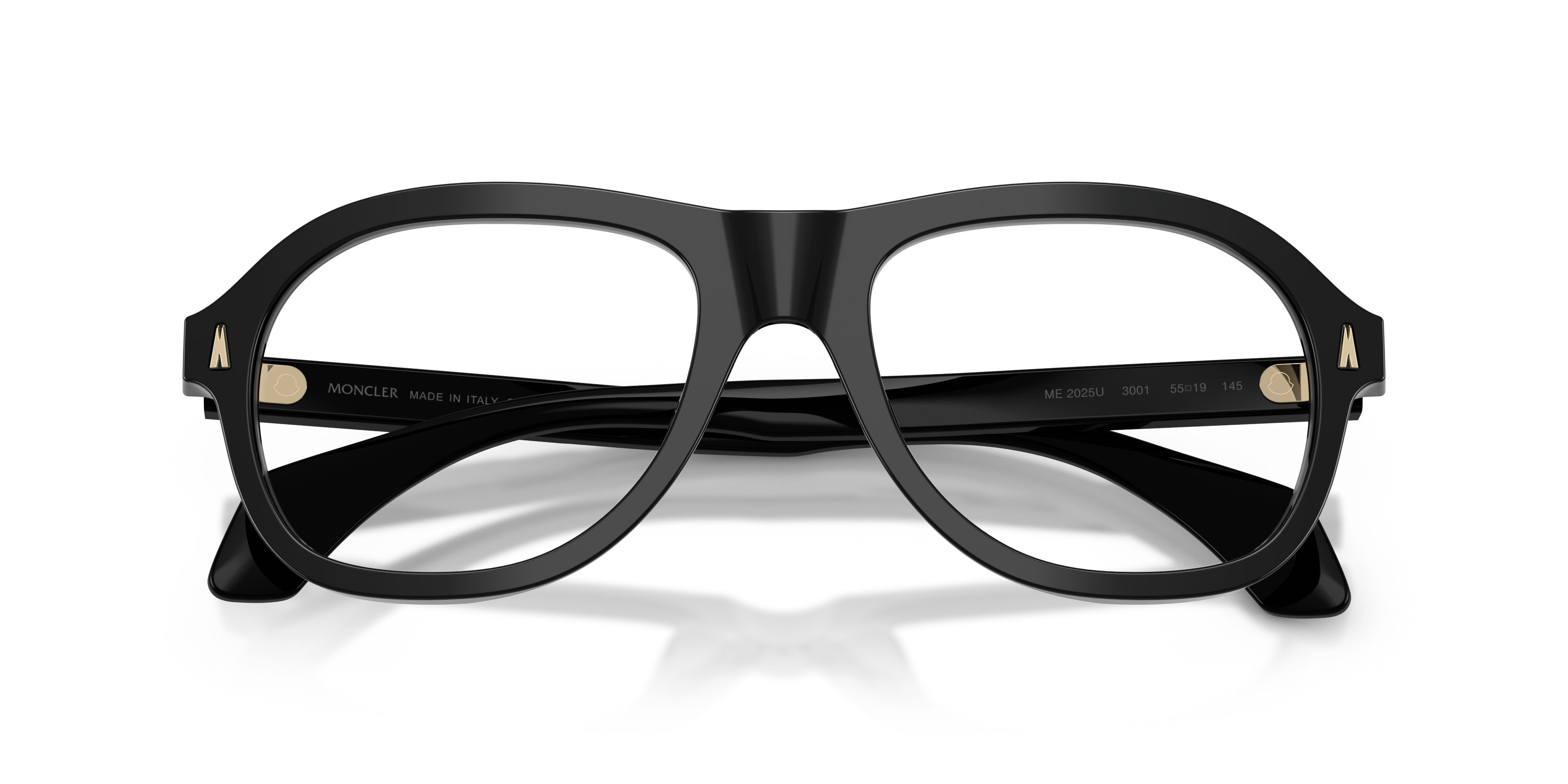 Eyeglasses Moncler ME 2025U (3001) color nero lucido shape square lenses lente demo