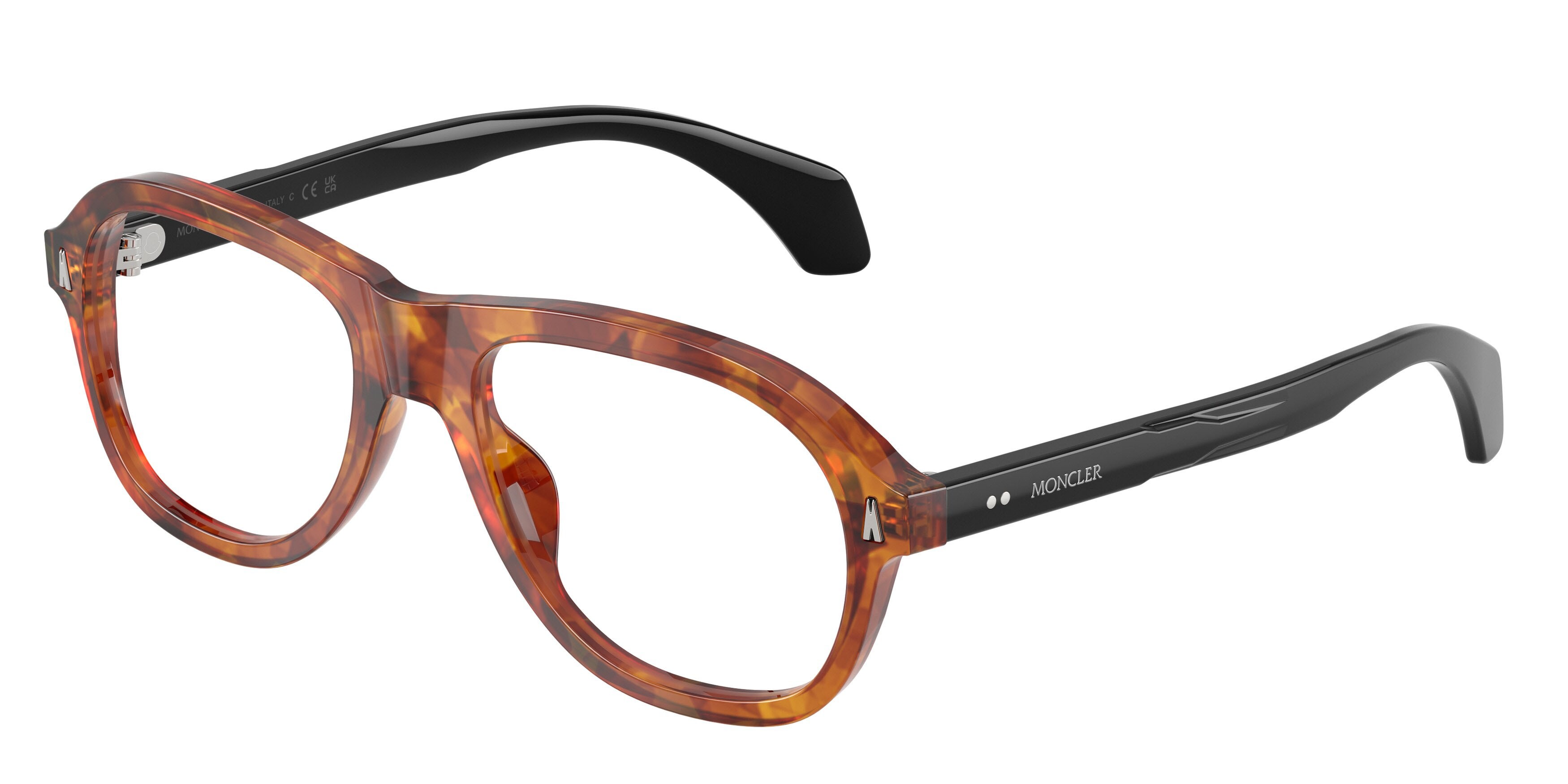 Eyeglasses Moncler ME 2025U (3004) color marrone tartarugato brillante shape square lenses lente demo