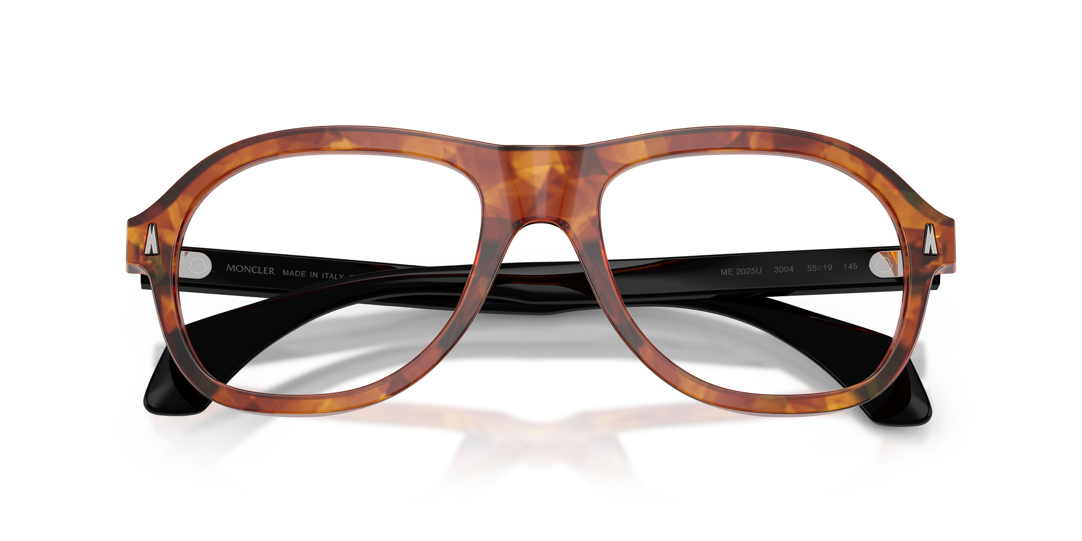 Eyeglasses Moncler ME 2025U (3004) color marrone tartarugato brillante shape square lenses lente demo
