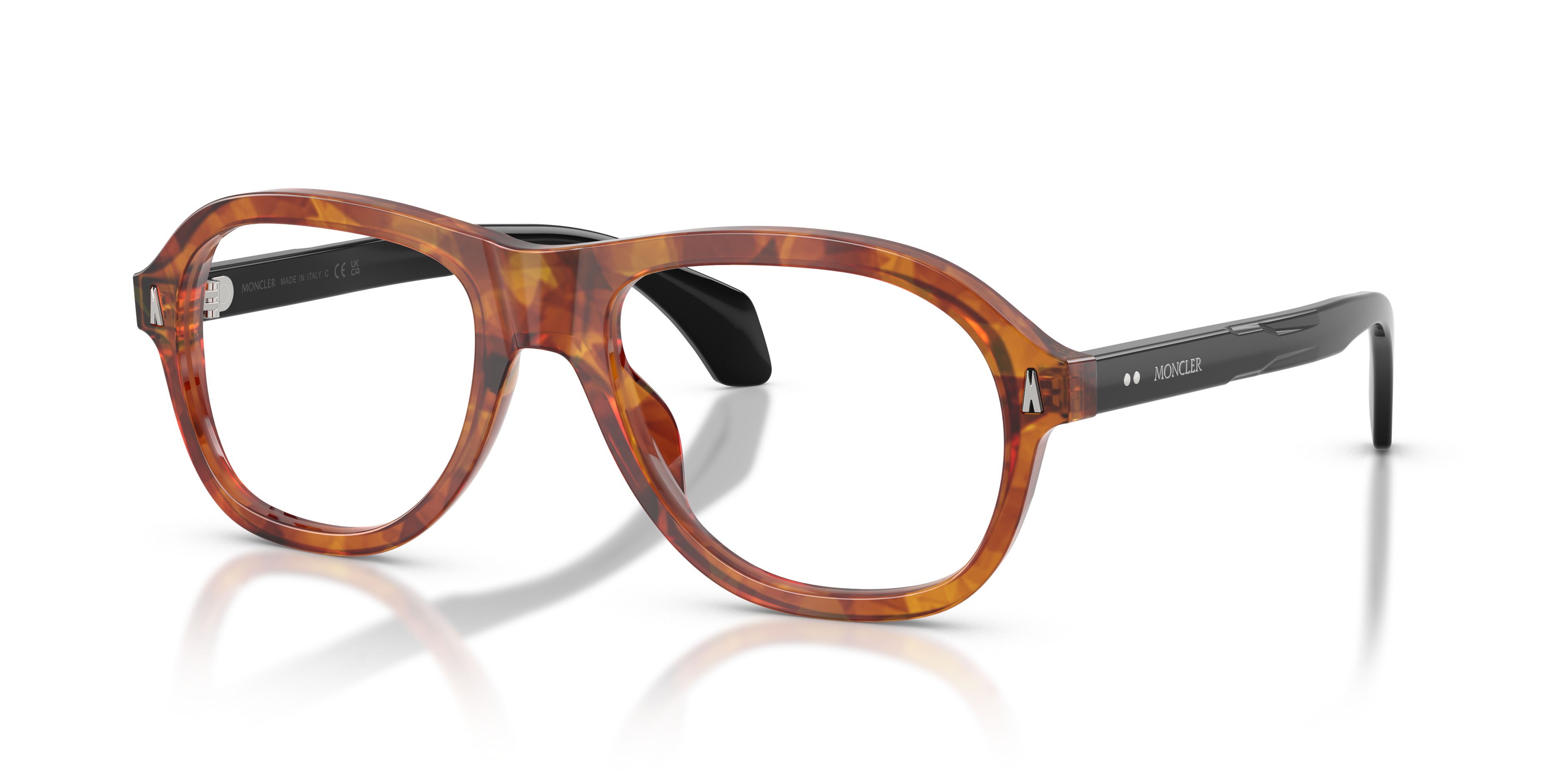 Eyeglasses Moncler ME 2025U (3004) color marrone tartarugato brillante shape square lenses lente demo