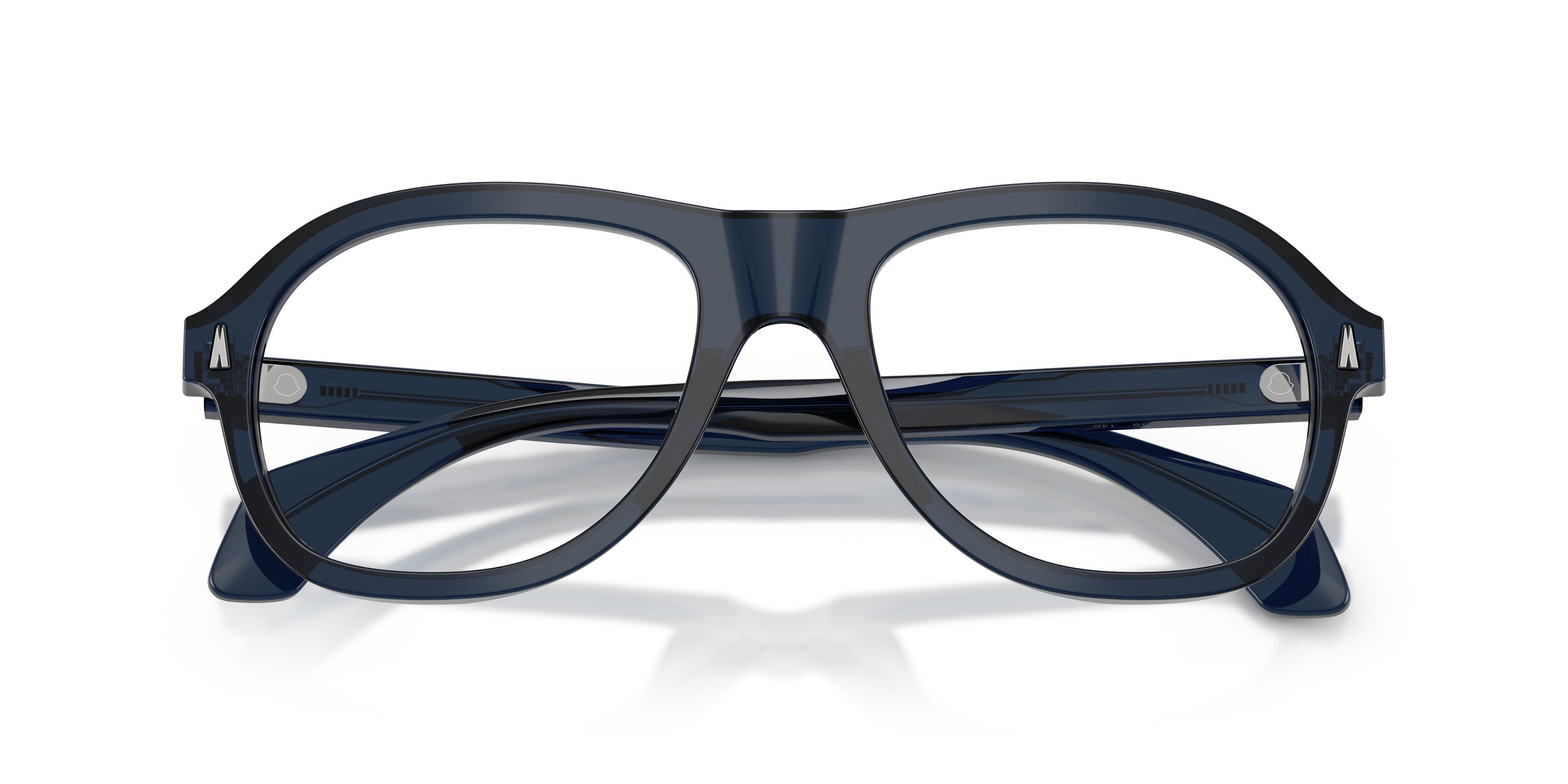 Eyeglasses Moncler ME 2025U (3020) color blu scuro brillante trasparente shape square lenses lente demo
