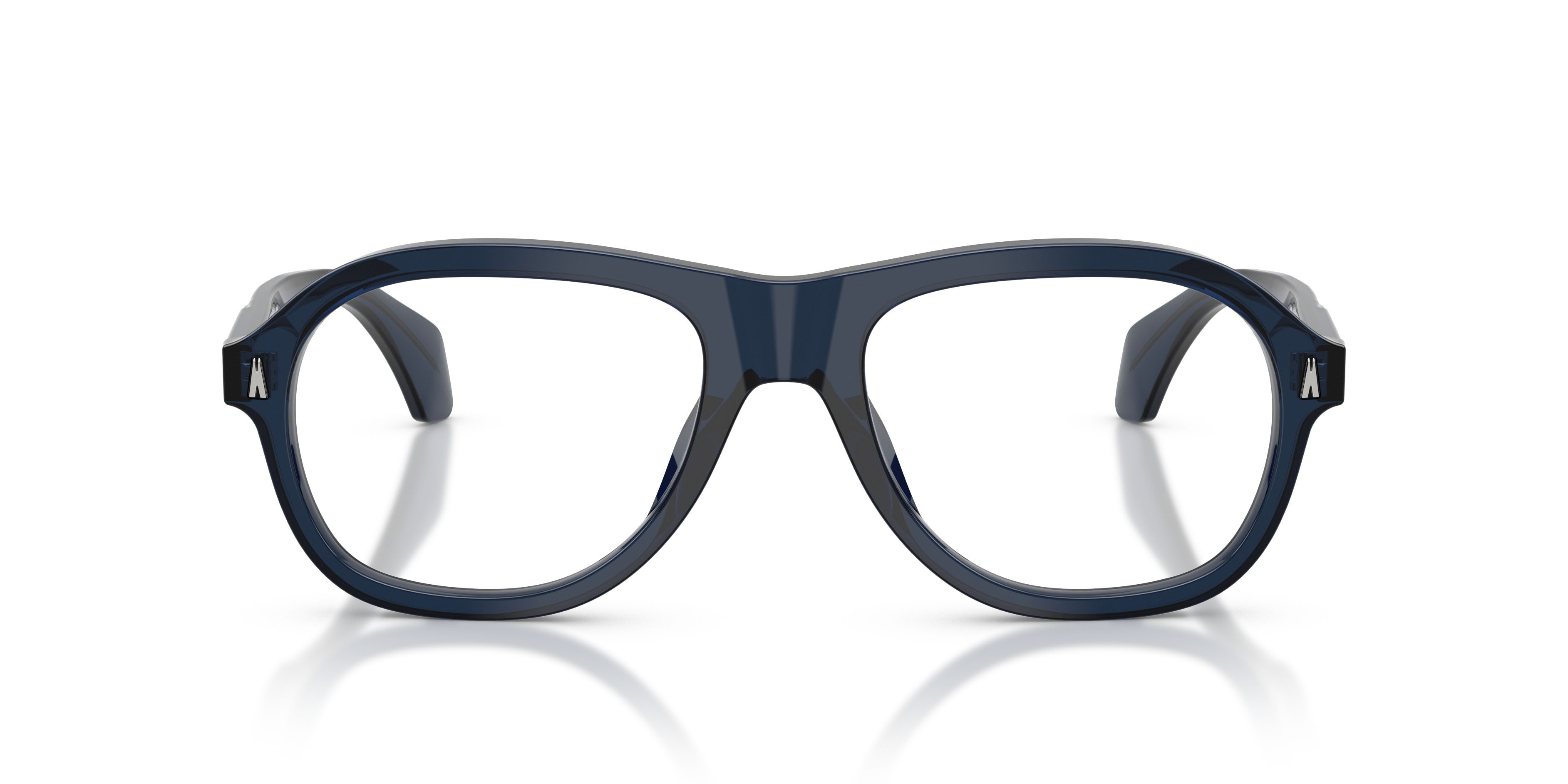 Eyeglasses Moncler ME 2025U (3020) color blu scuro brillante trasparente shape square lenses lente demo