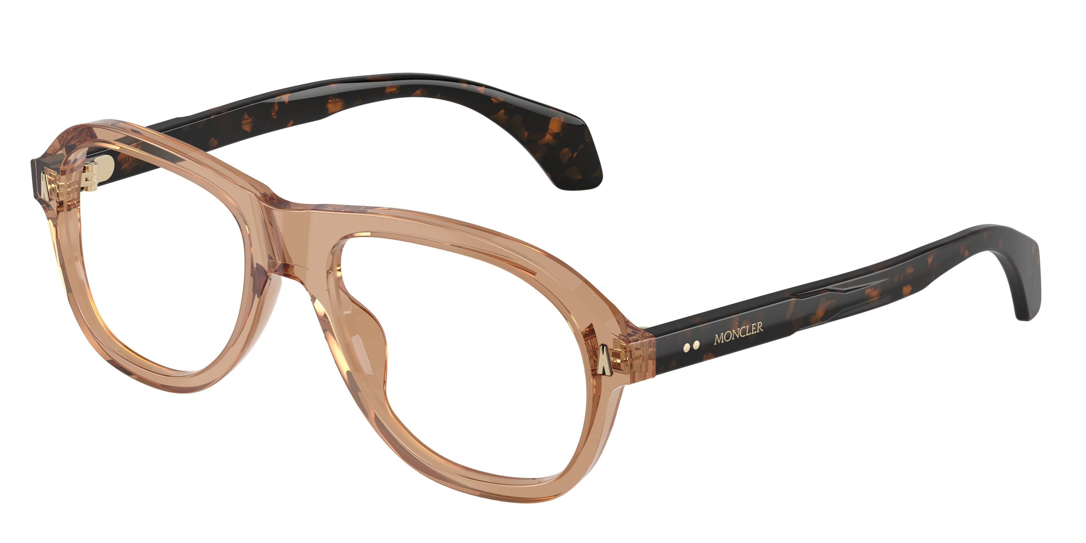 Eyeglasses Moncler ME 2025U (3037) color marrone trasparente lucido shape square lenses lente demo