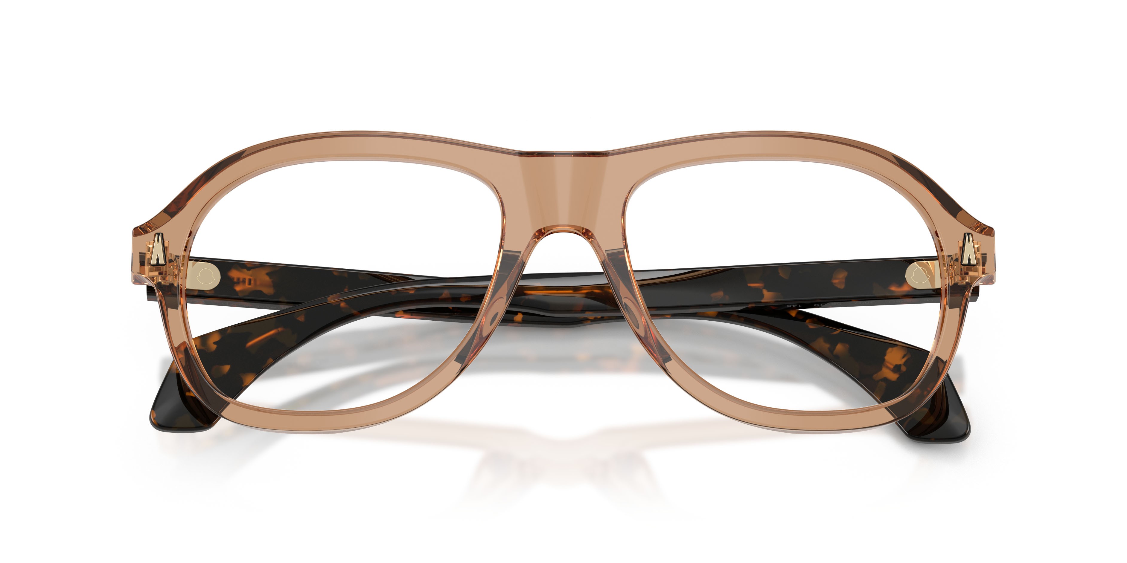 Eyeglasses Moncler ME 2025U (3037) color marrone trasparente lucido shape square lenses lente demo