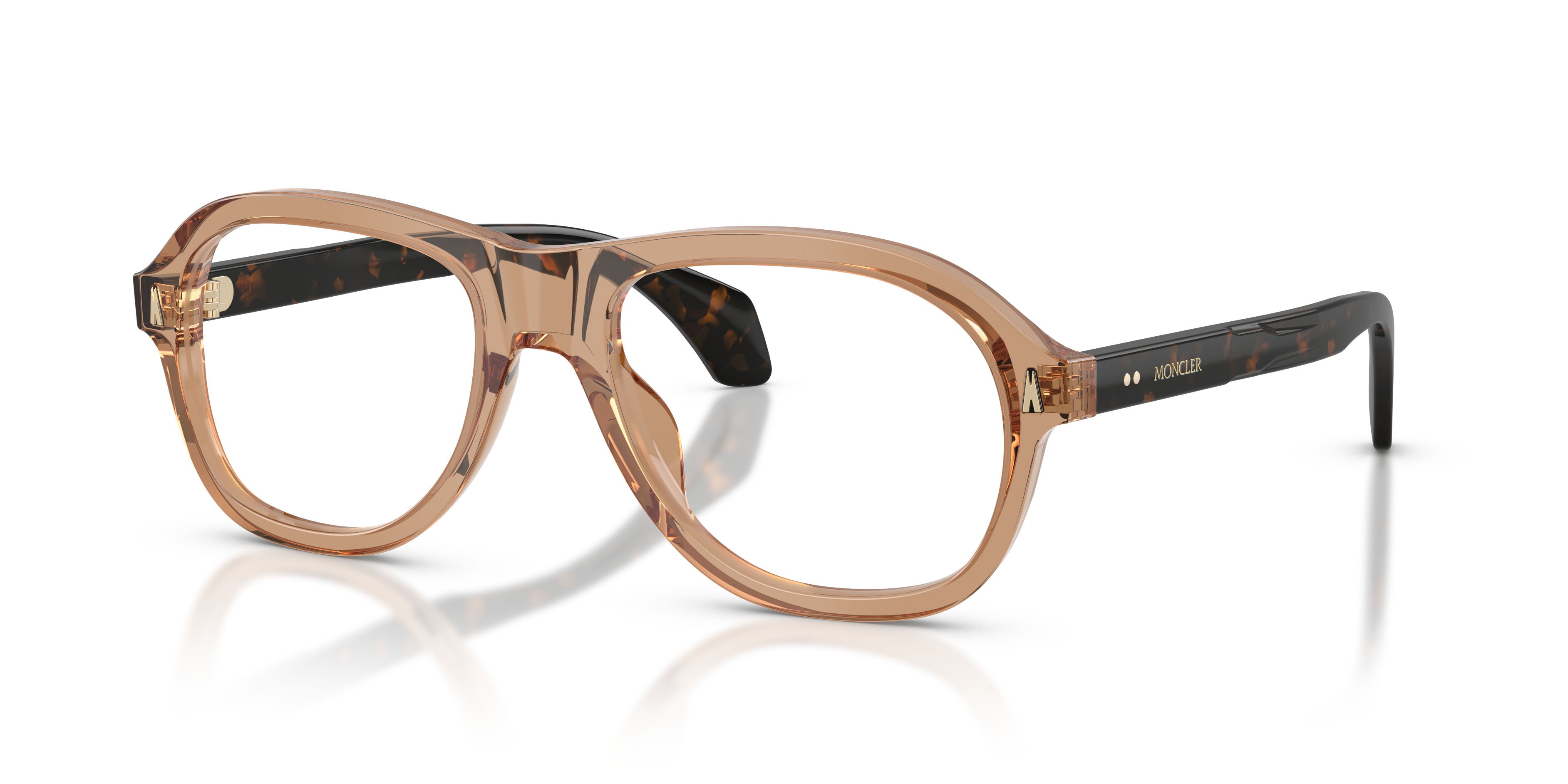 Eyeglasses Moncler ME 2025U (3037) color marrone trasparente lucido shape square lenses lente demo
