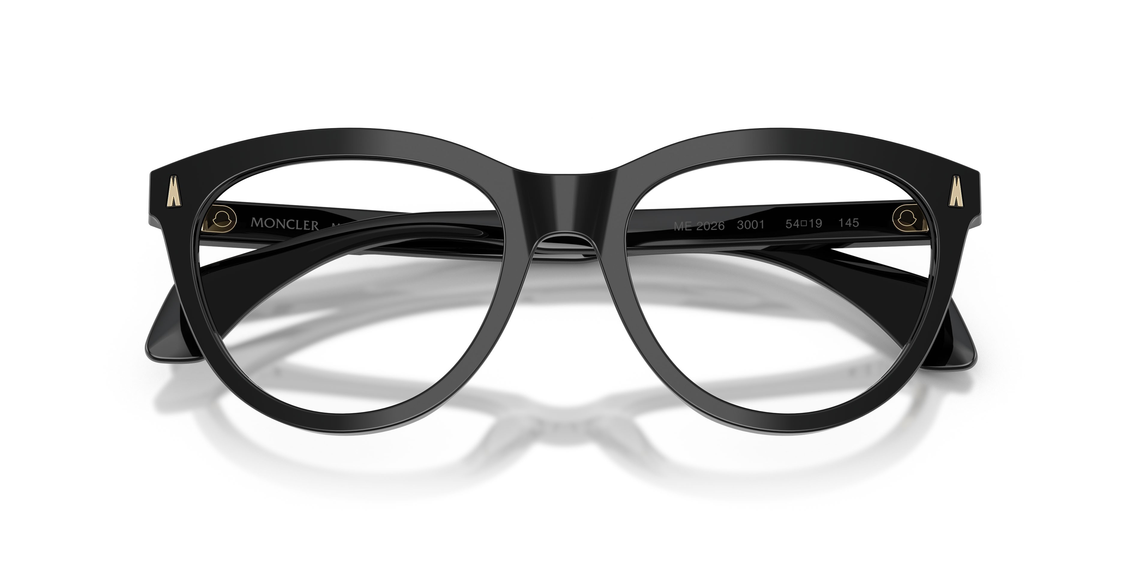 Eyeglasses Moncler ME 2026 (3001) color nero lucido shape oval lenses lente demo