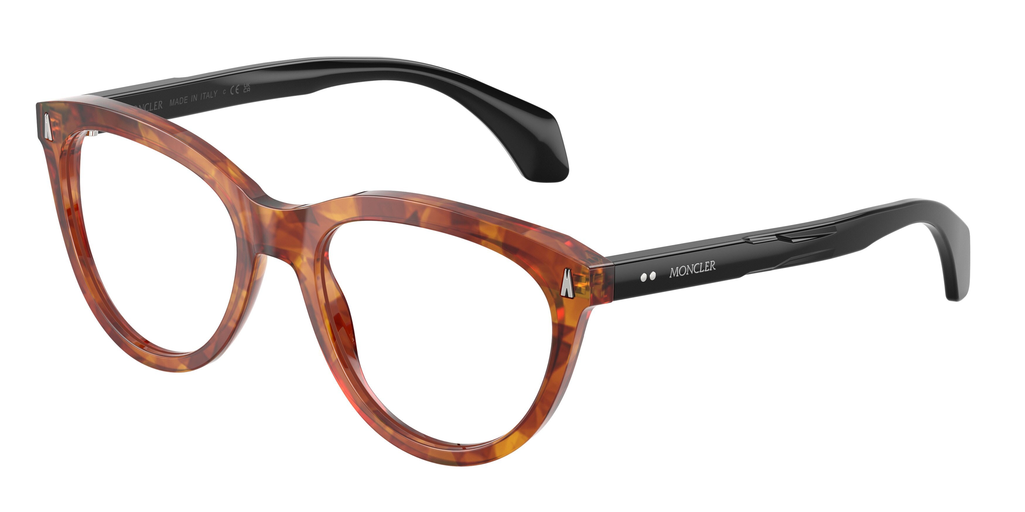 Eyeglasses Moncler ME 2026 (3004) color marrone tartarugato brillante shape oval lenses lente demo