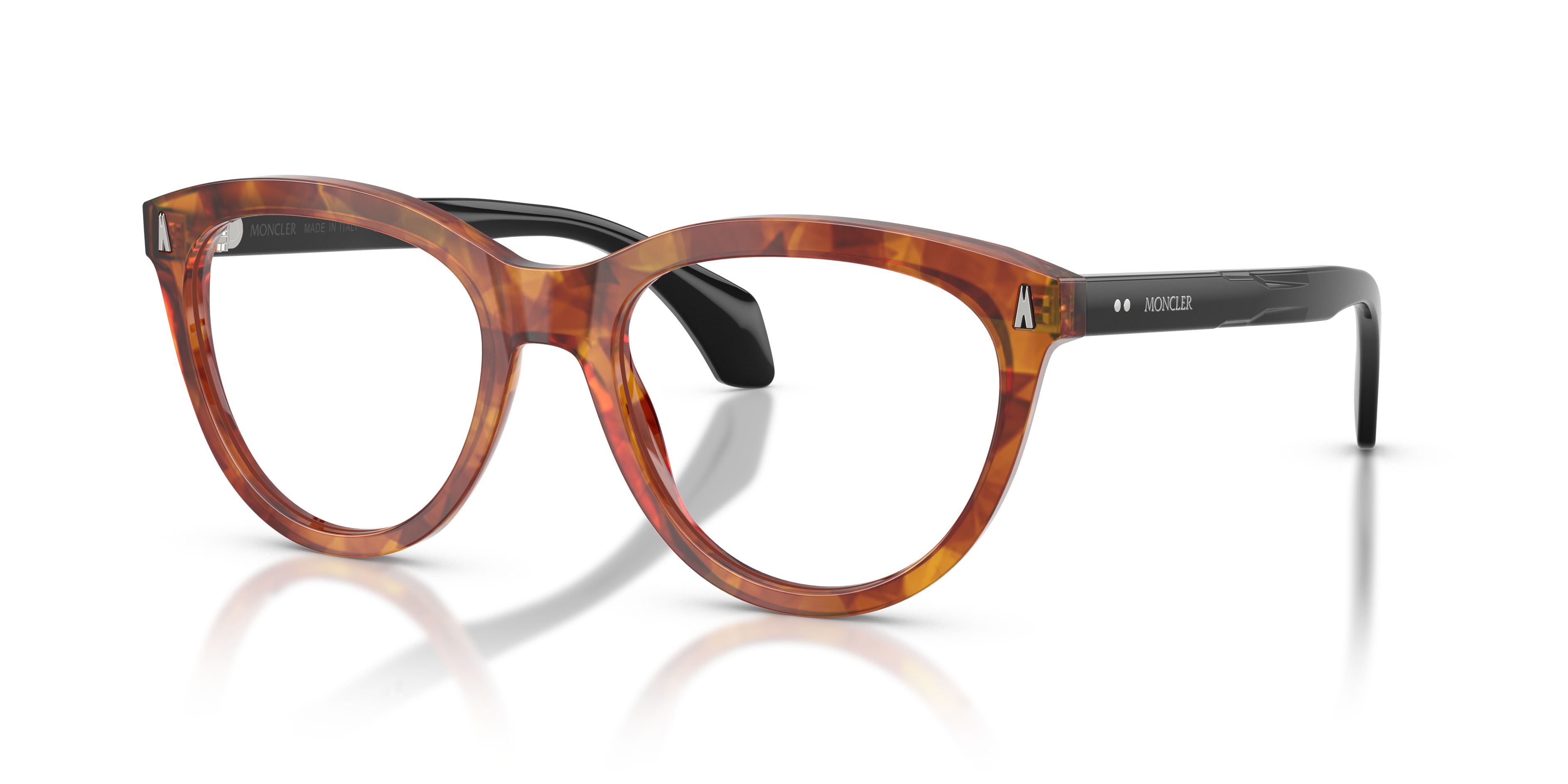Eyeglasses Moncler ME 2026 (3004) color marrone tartarugato brillante shape oval lenses lente demo