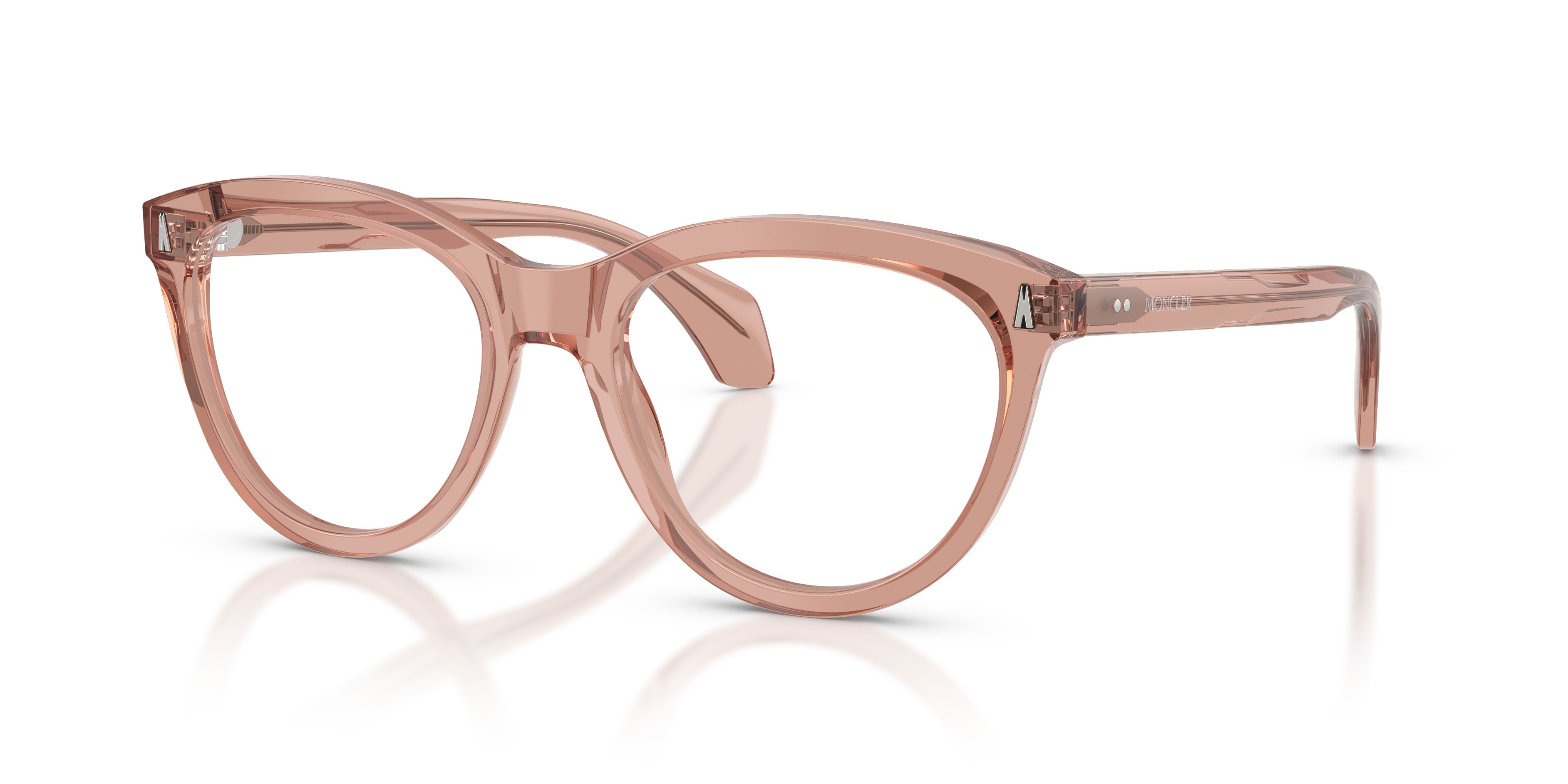 Eyeglasses Moncler ME 2026 (3008) color rosa brillante trasparente shape oval lenses lente demo