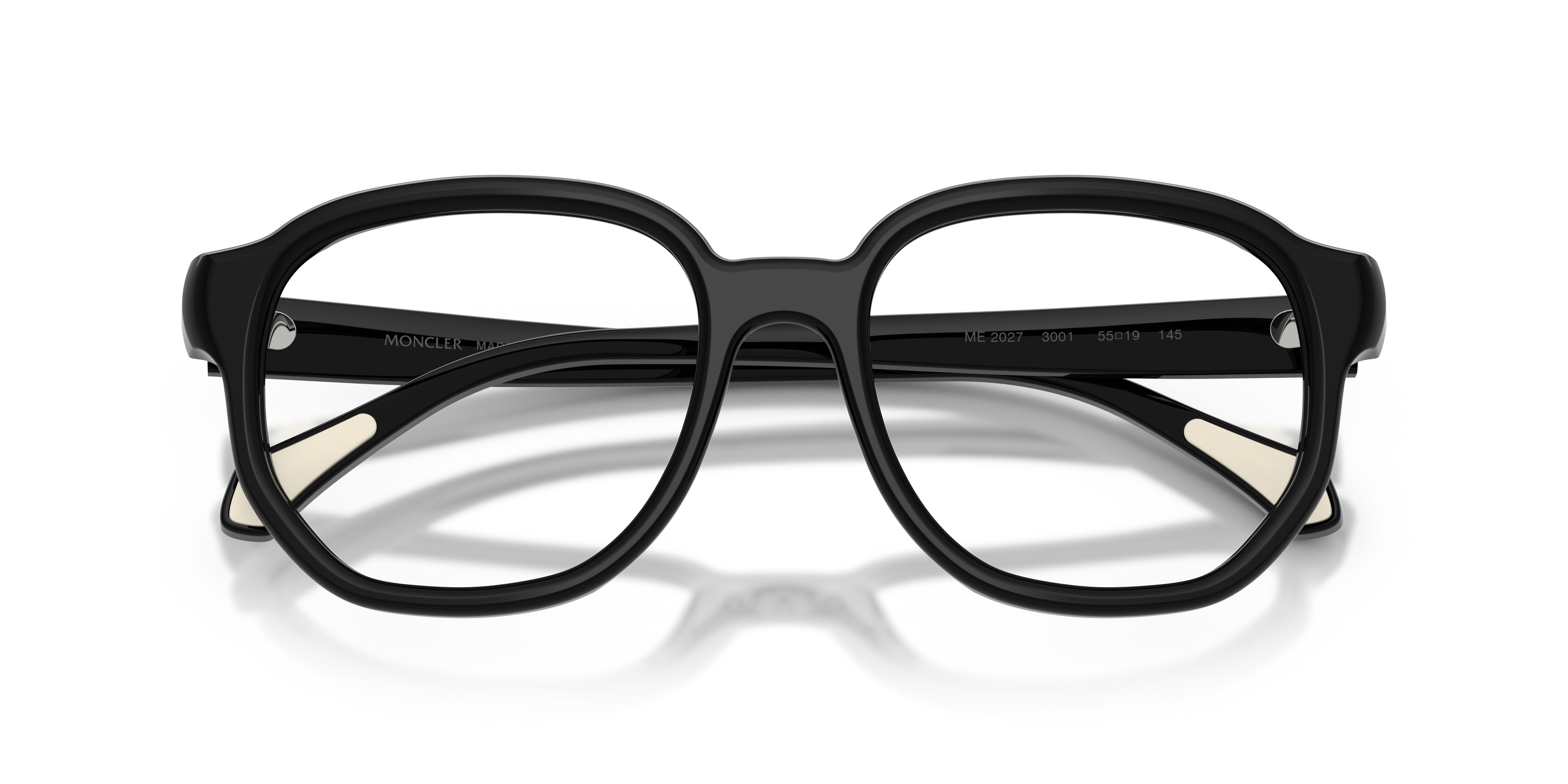 Eyeglasses Moncler ME 2027 (3001) color nero lucido shape square lenses lente demo