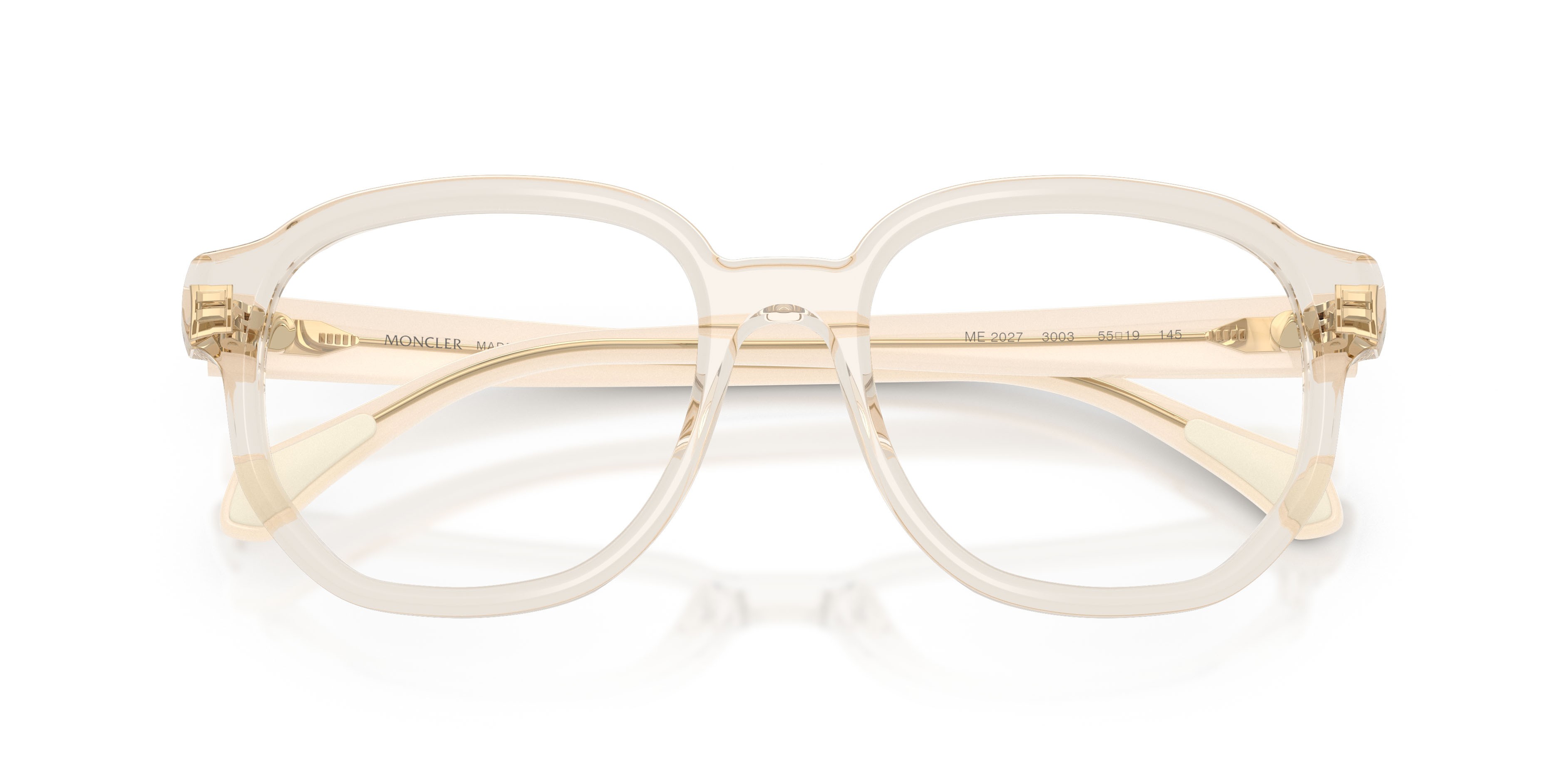 Eyeglasses Moncler ME 2027 (3003) color burro trasparente shape square lenses lente demo