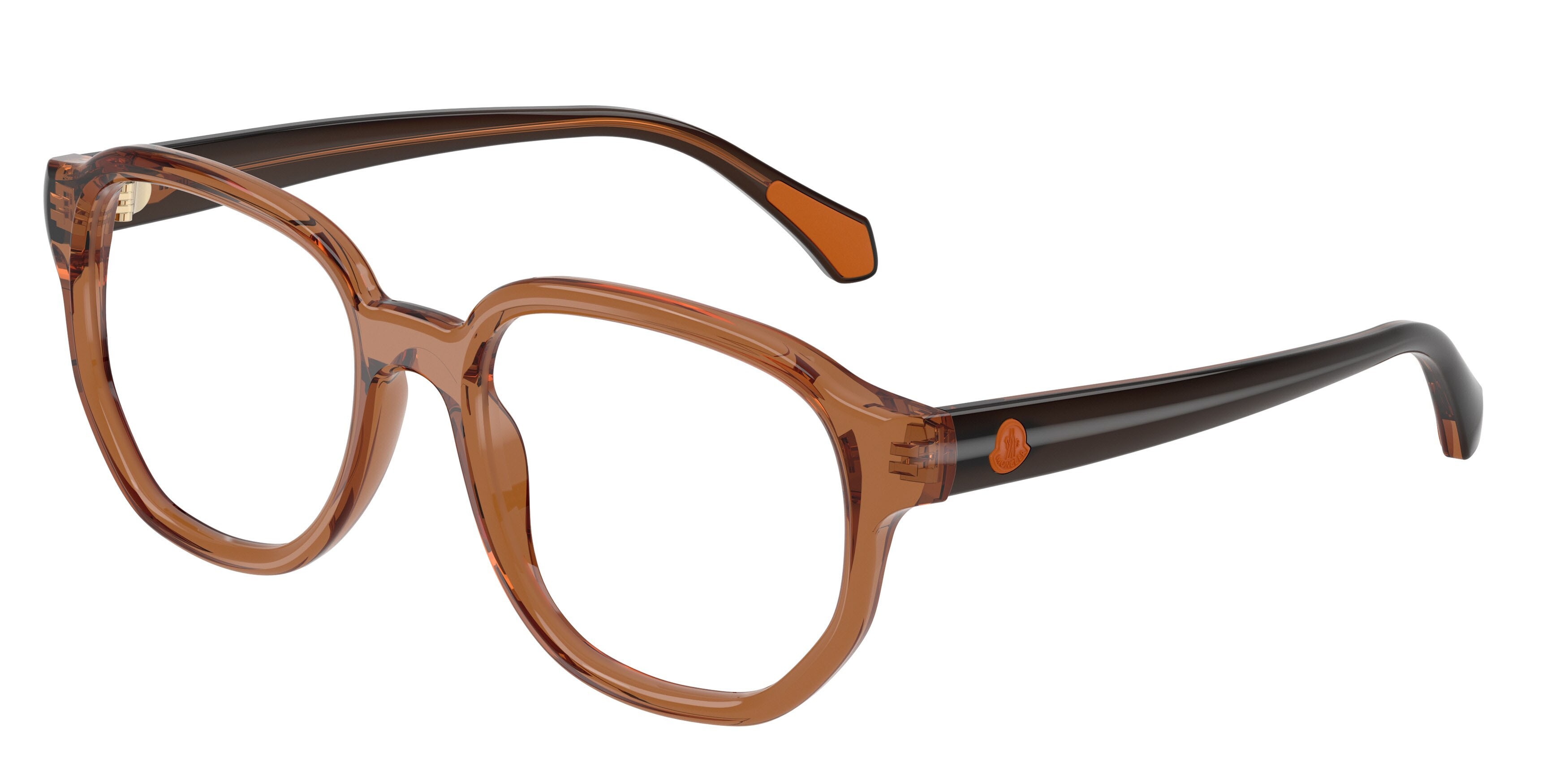 Eyeglasses Moncler ME 2027 (3017) color transparent cognac shape square lenses lente demo