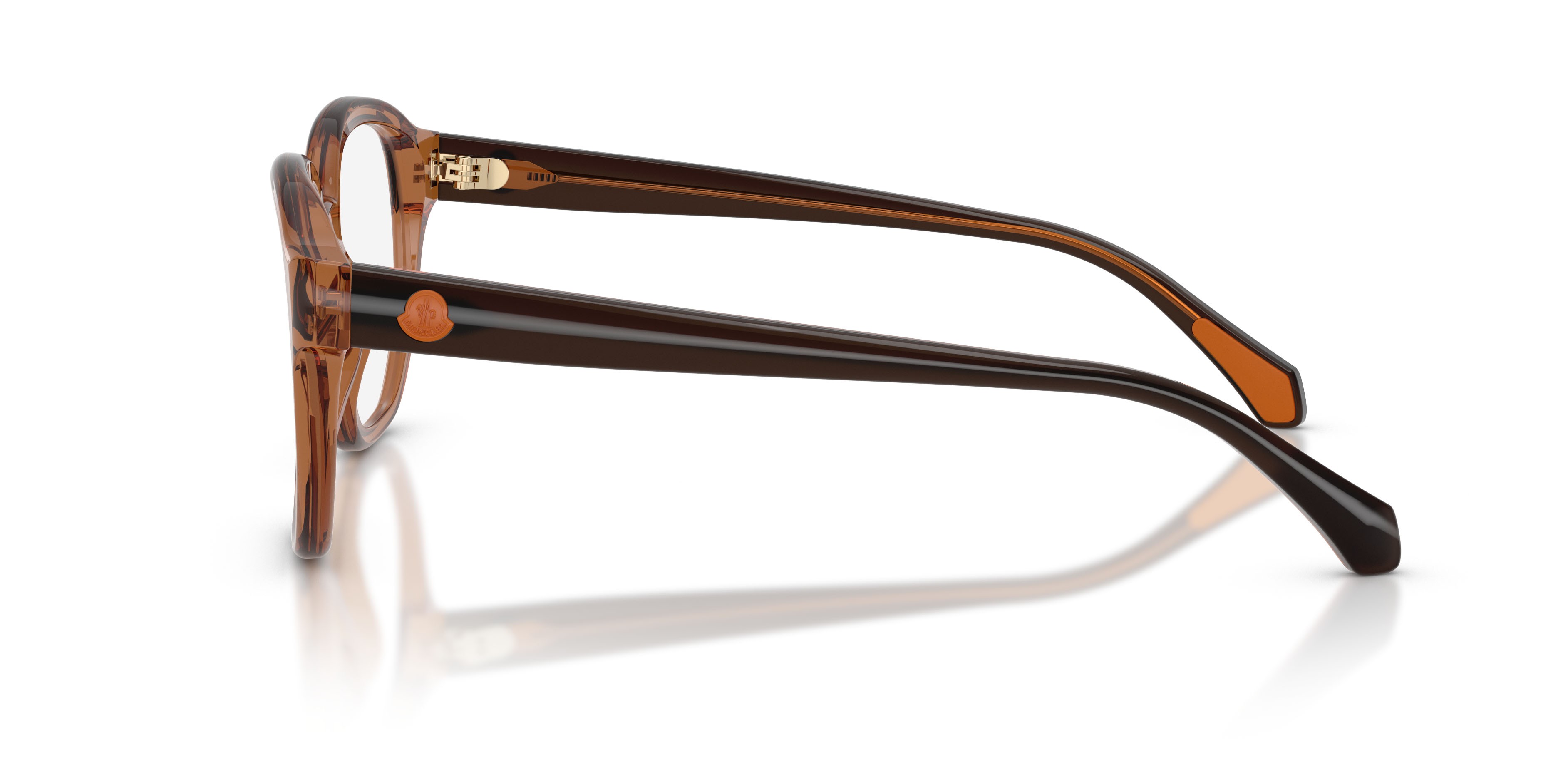 Eyeglasses Moncler ME 2027 (3017) color transparent cognac shape square lenses lente demo
