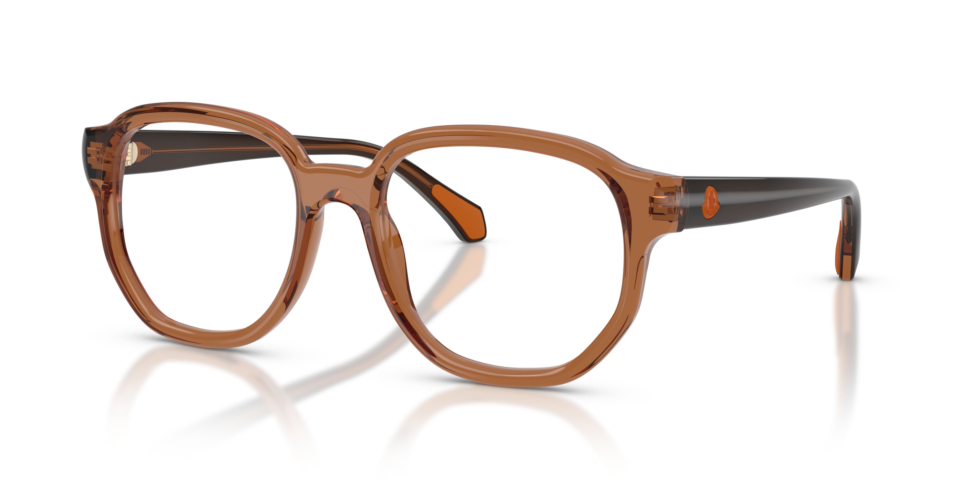Eyeglasses Moncler ME 2027 (3017) color transparent cognac shape square lenses lente demo