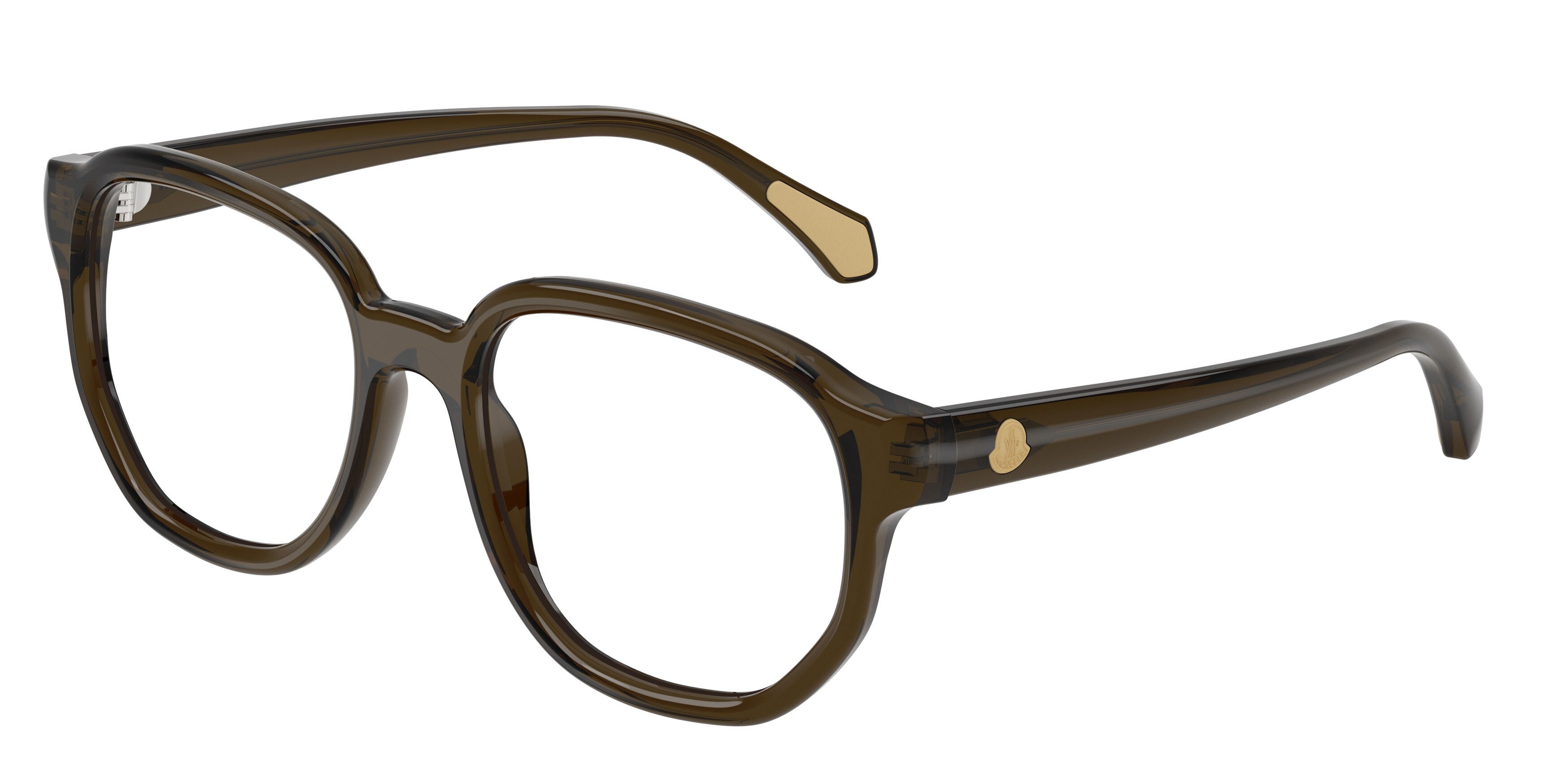 Eyeglasses Moncler ME 2027 (3043) color verde scuro brillante trasparente shape square lenses lente demo
