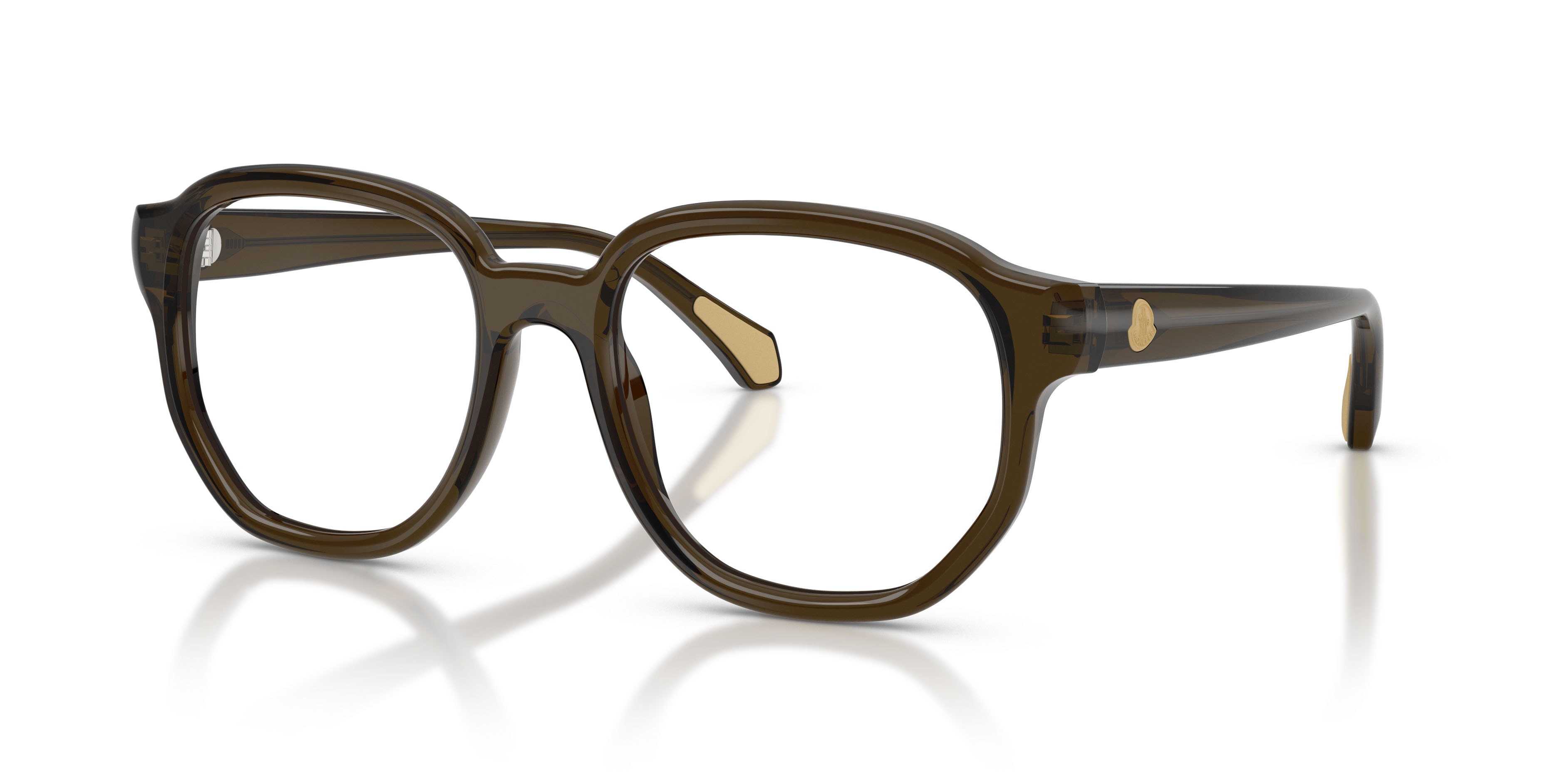 Eyeglasses Moncler ME 2027 (3043) color verde scuro brillante trasparente shape square lenses lente demo