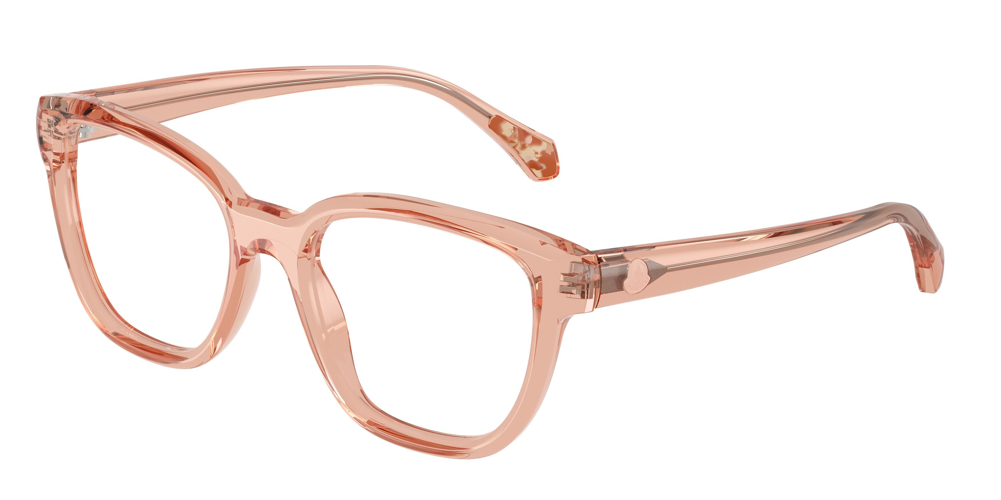 Eyeglasses Moncler ME 2028 (3045) color rosa trasparente lucido shape square lenses lente demo