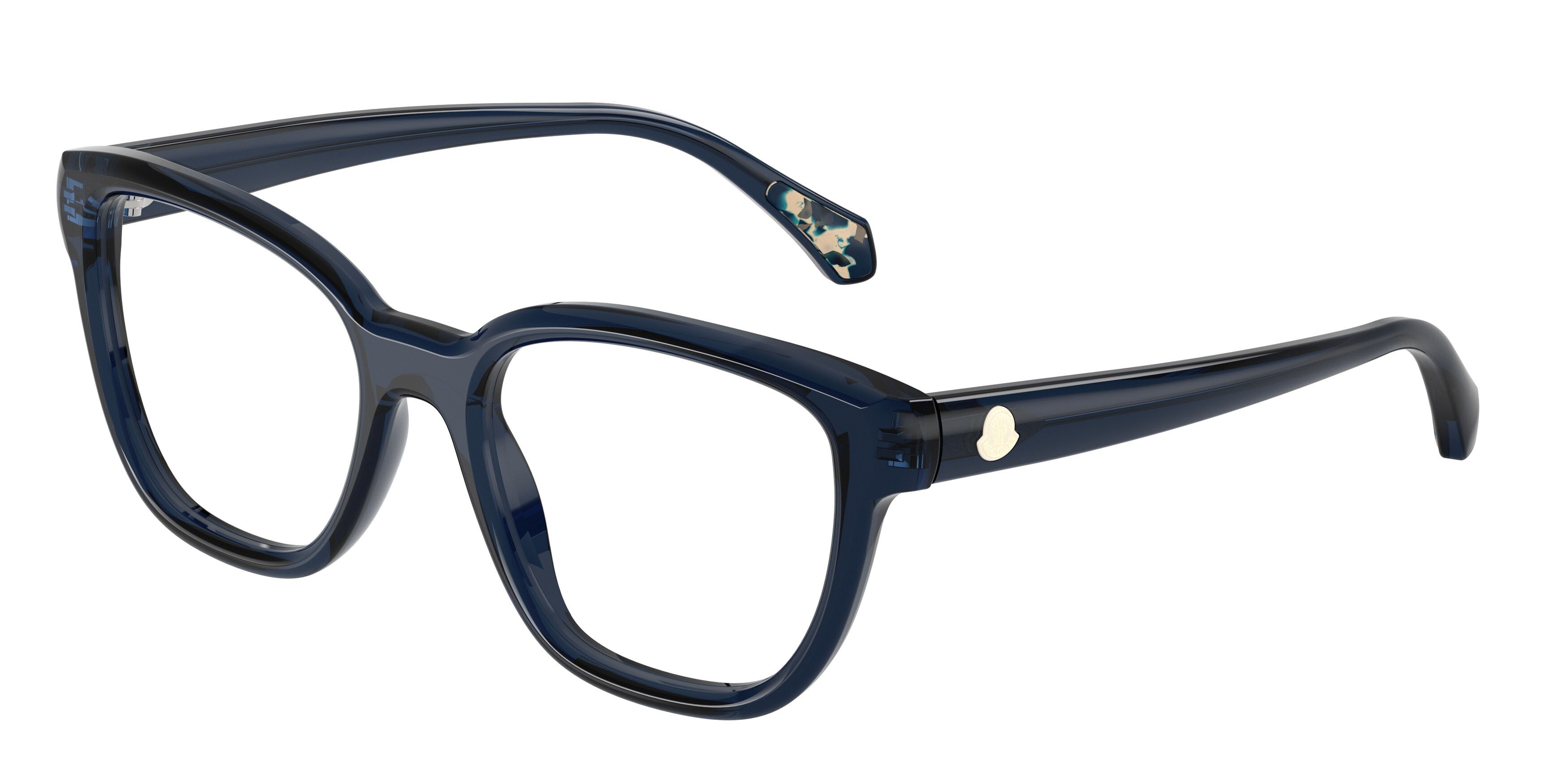 Eyeglasses Moncler ME 2028 (3047) color blu trasparente lucido shape square lenses lente demo