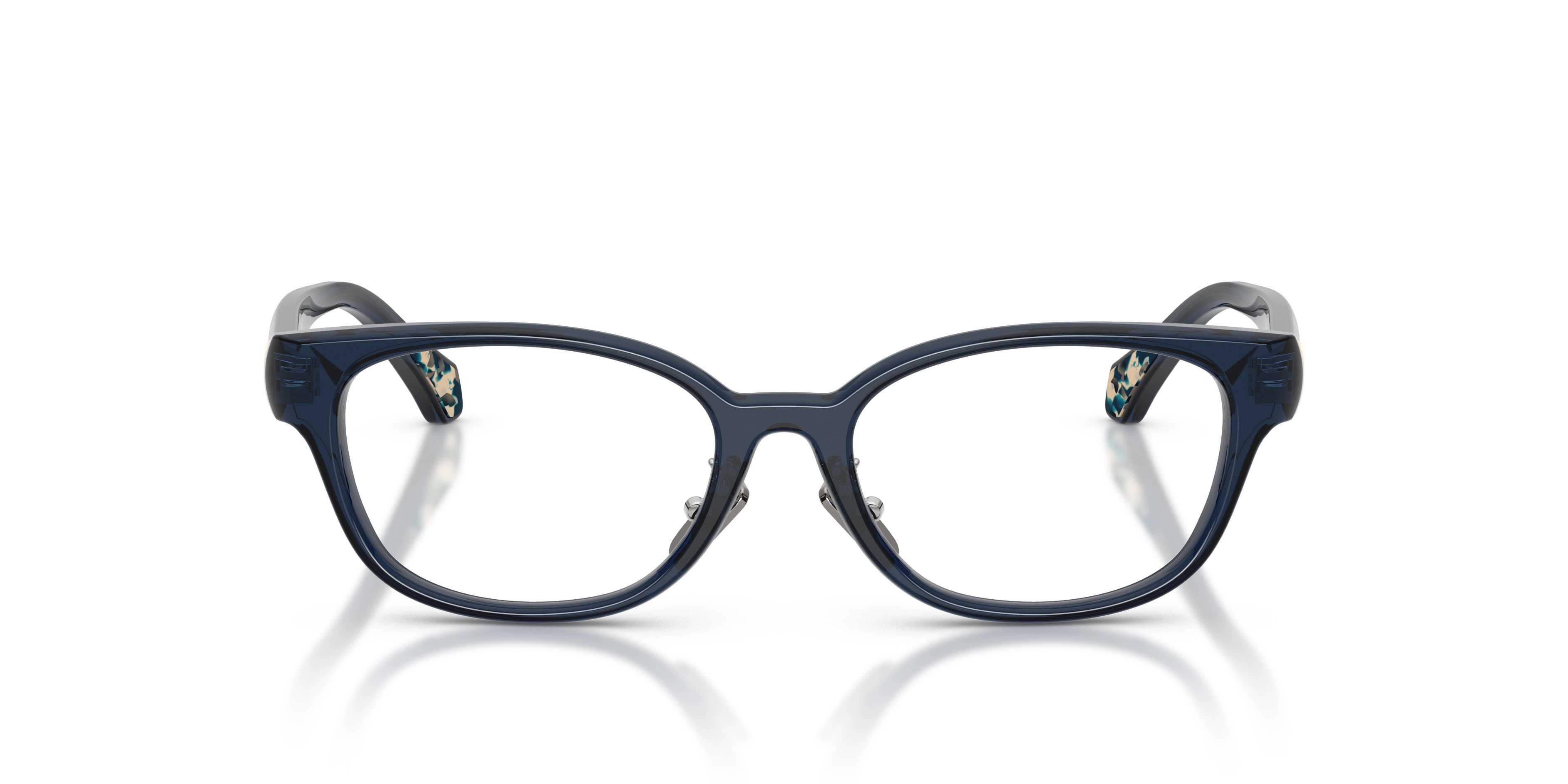 Eyeglasses Moncler ME 2029D (3047) color blu trasparente lucido shape oval lenses lente demo