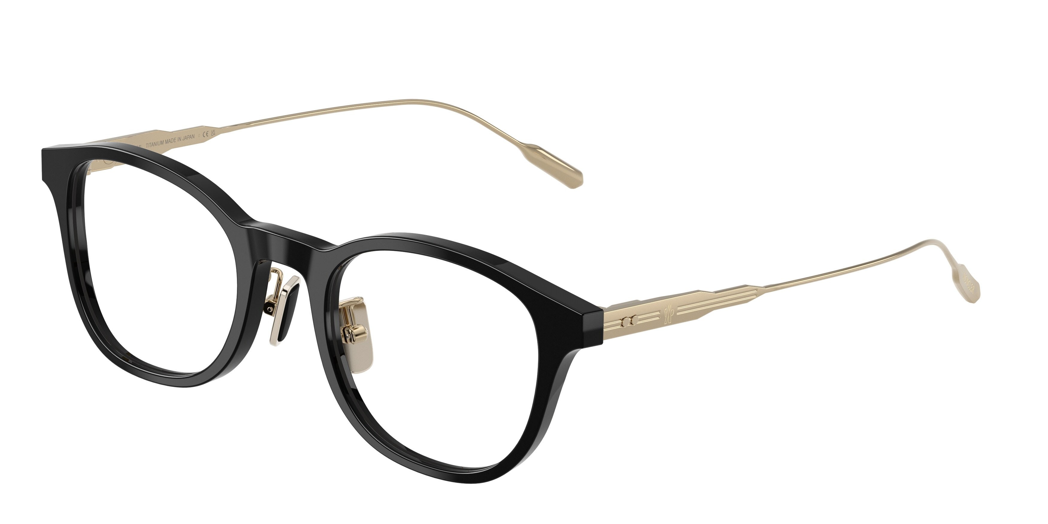 Eyeglasses Moncler ME 2030D (3001) color nero lucido shape pantos lenses lente demo