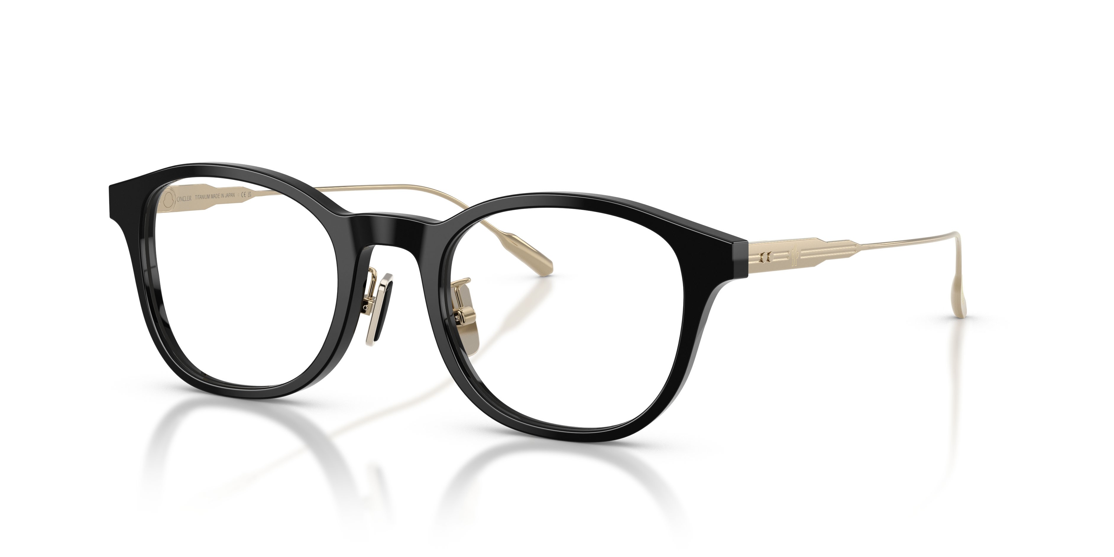 Eyeglasses Moncler ME 2030D (3001) color nero lucido shape pantos lenses lente demo