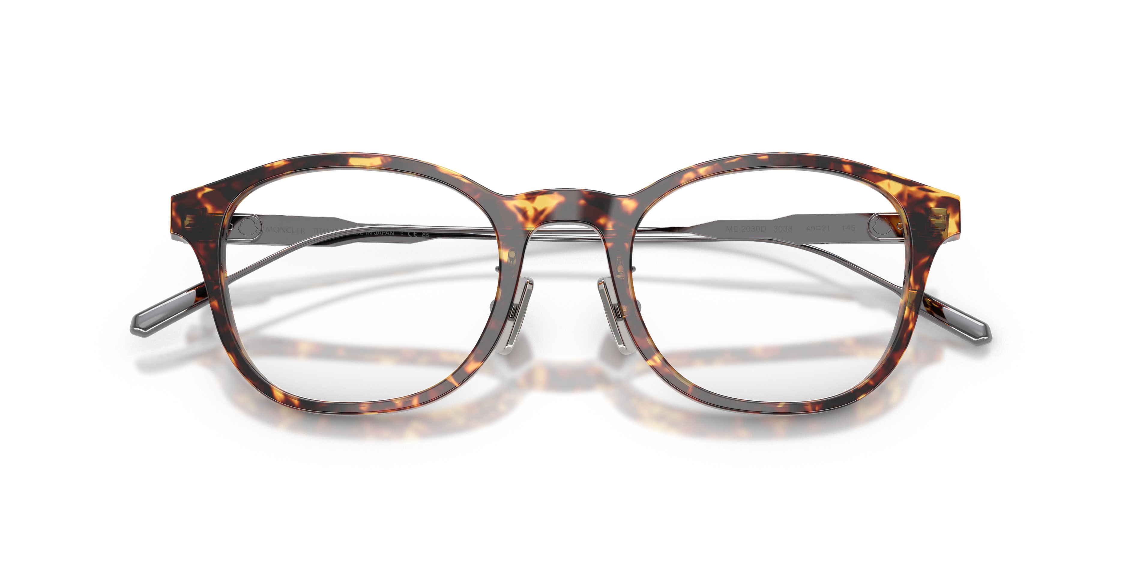 Eyeglasses Moncler ME 2030D (3038) color shiny tortoise brown shape pantos lenses lente demo