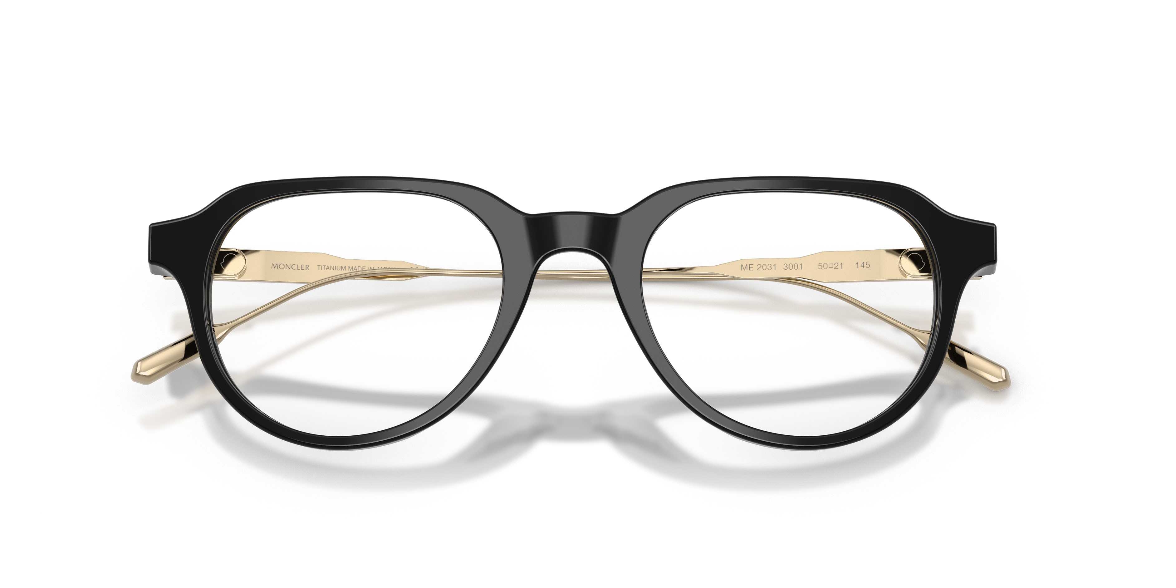 Eyeglasses Moncler ME 2031 (3001) color nero lucido shape oval lenses lente demo