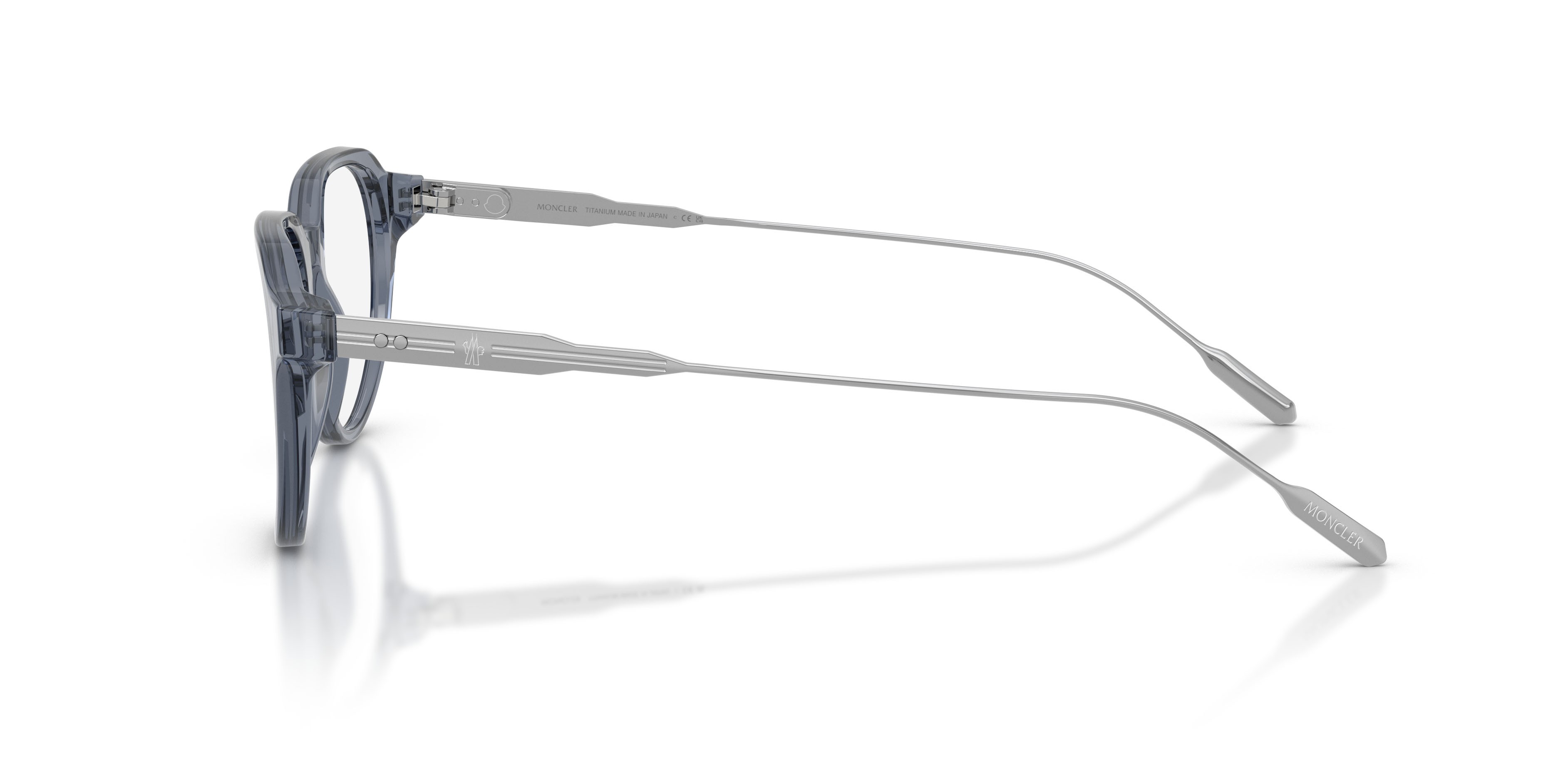 Eyeglasses Moncler ME 2031 (3007) color blu trasparente lucido shape oval lenses lente demo