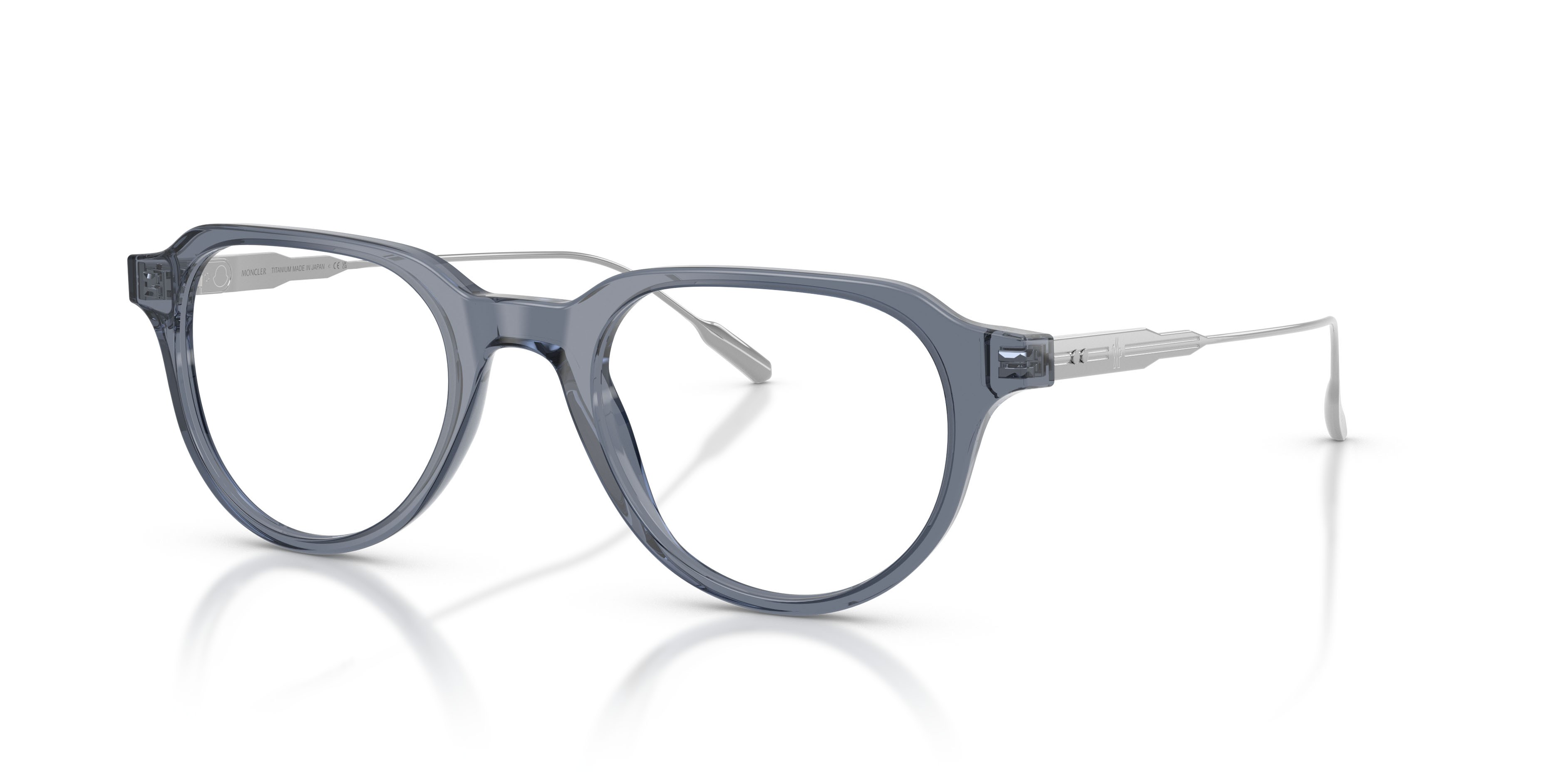 Eyeglasses Moncler ME 2031 (3007) color blu trasparente lucido shape oval lenses lente demo
