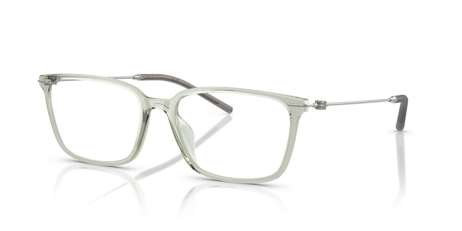 Eyeglasses Moncler ME 3004D (5016) color verde lucido trasparente shape rectangle lenses lente demo