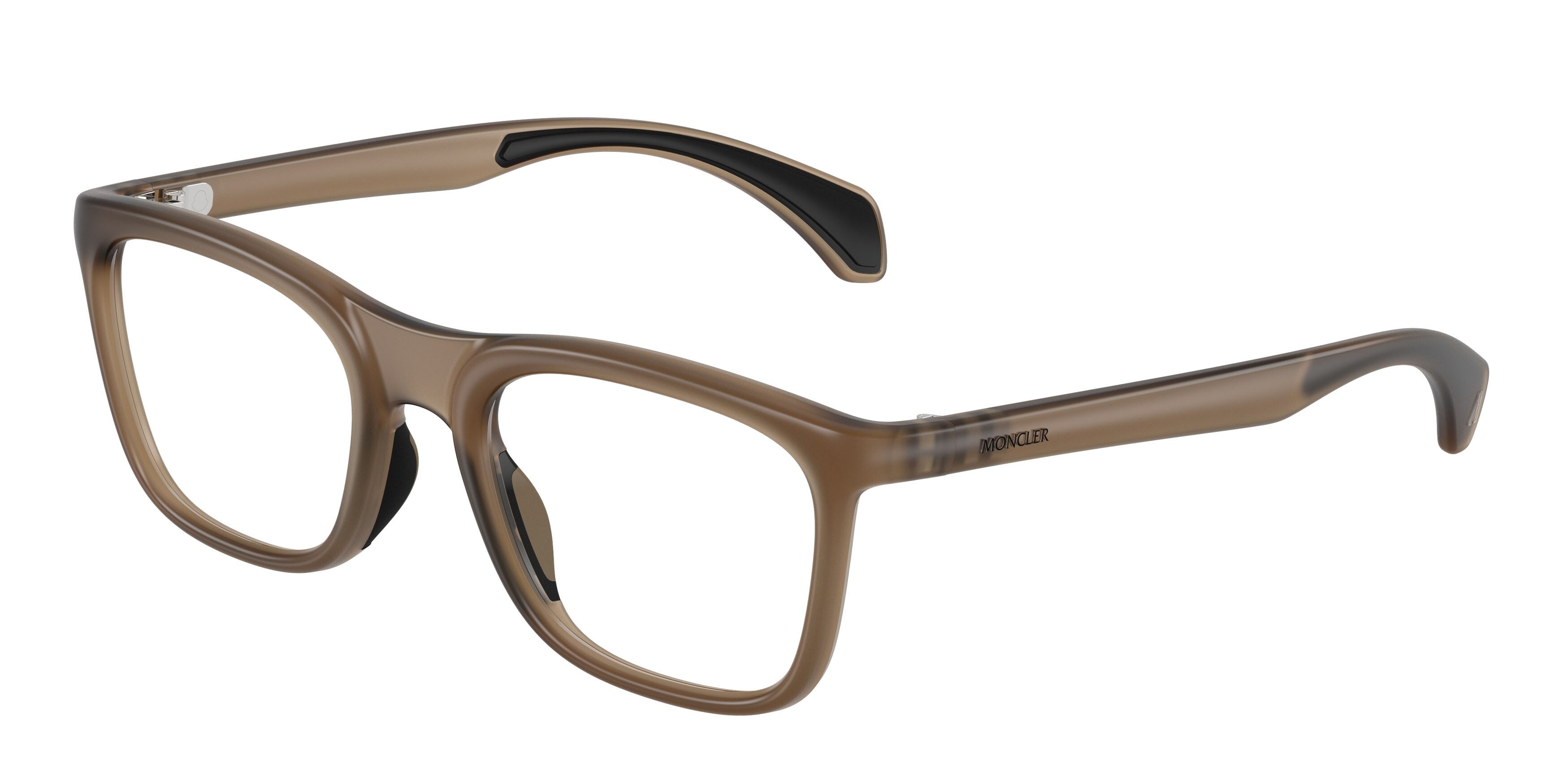 Eyeglasses Moncler ME 3005U (5012) color marrone opaco trasparente shape square lenses lente demo