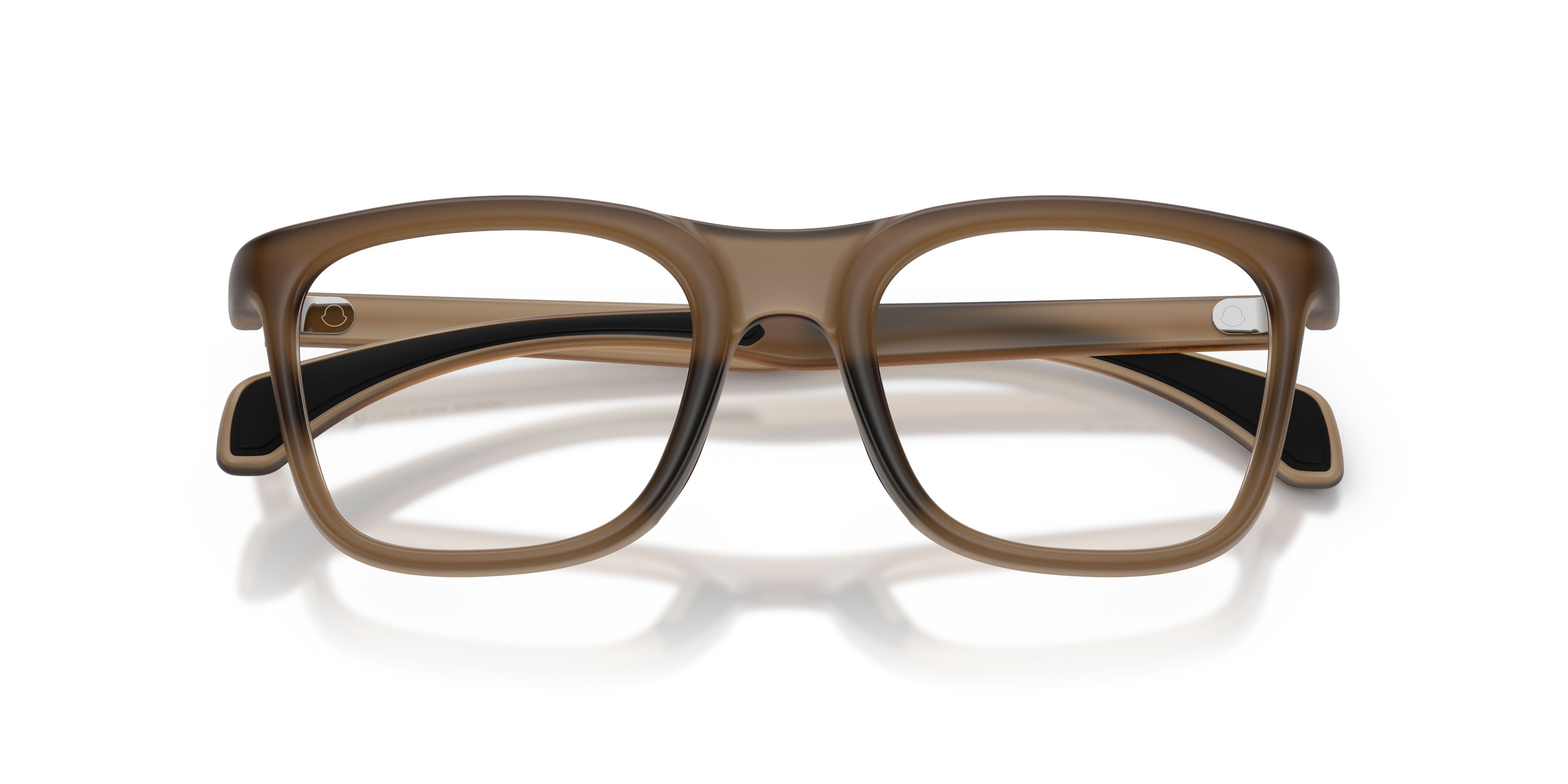 Eyeglasses Moncler ME 3005U (5012) color marrone opaco trasparente shape square lenses lente demo