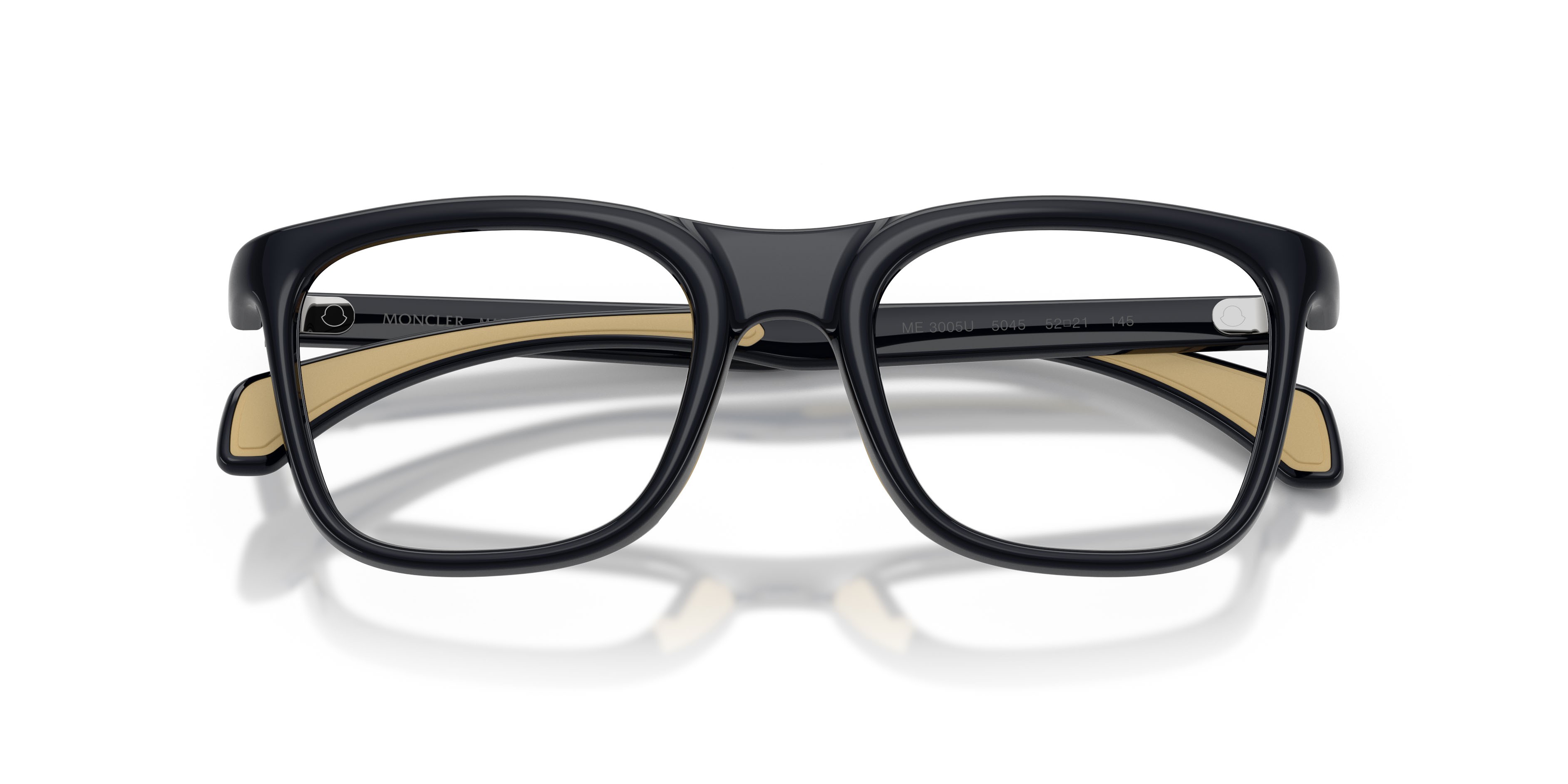 Eyeglasses Moncler ME 3005U (5045) color blu tinta unita lucido shape square lenses lente demo