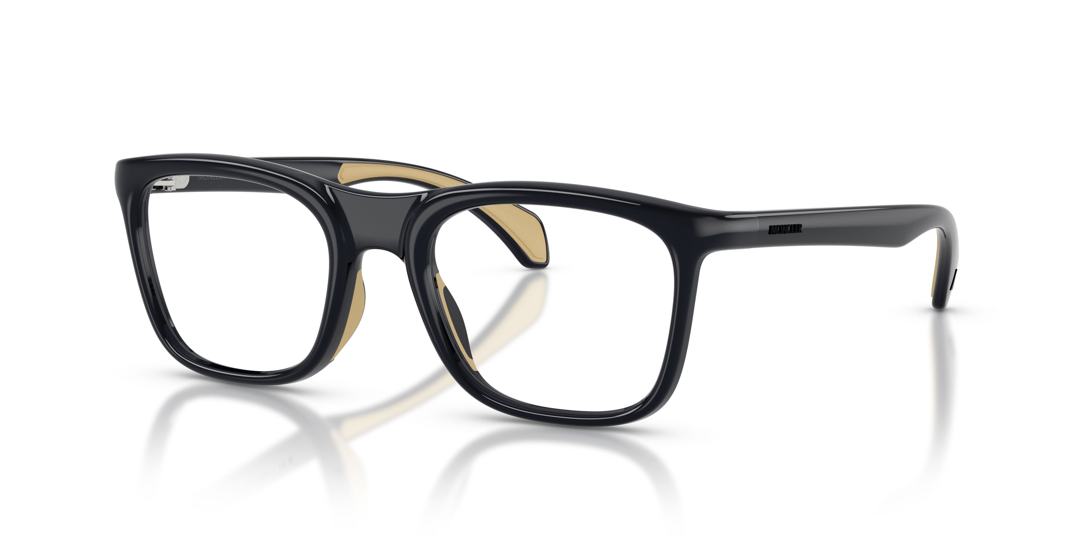 Eyeglasses Moncler ME 3005U (5045) color blu tinta unita lucido shape square lenses lente demo