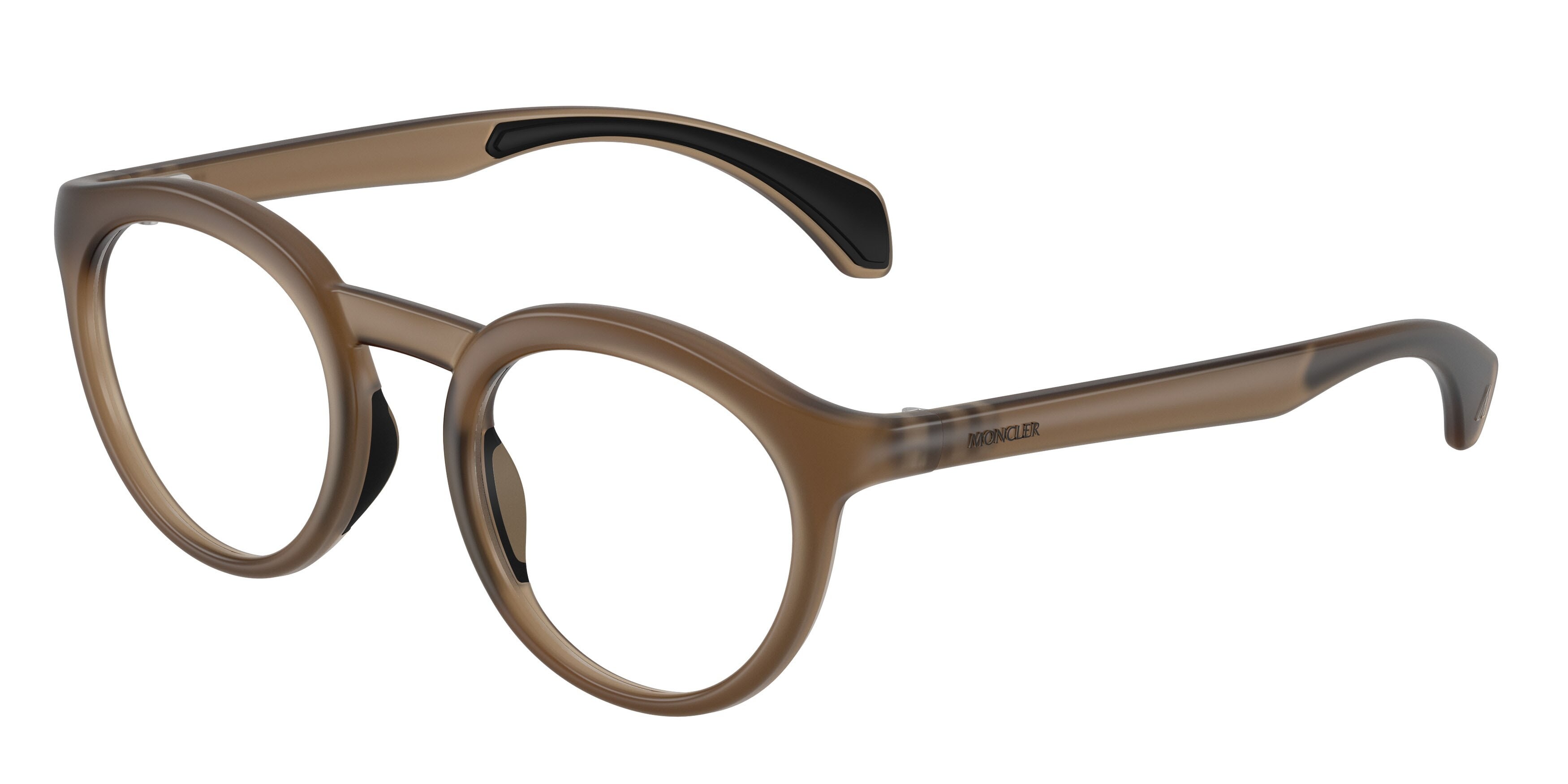 Eyeglasses Moncler ME 3006U (5012) color marrone opaco trasparente shape round lenses lente demo