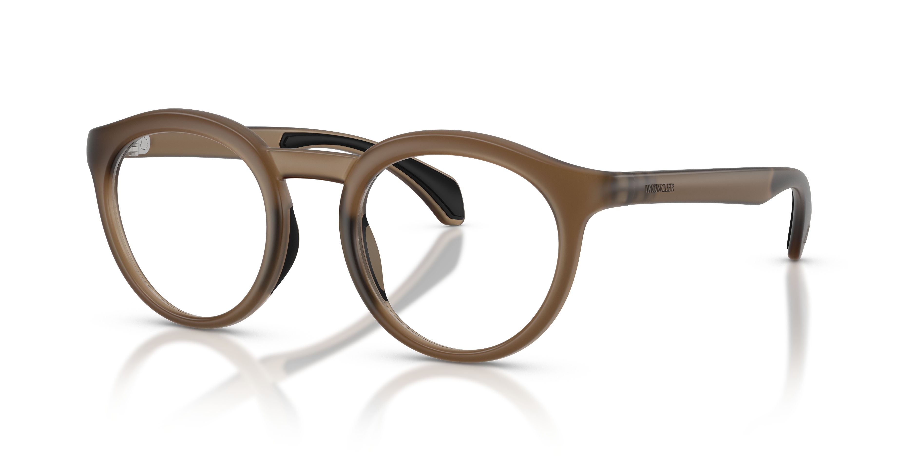 Eyeglasses Moncler ME 3006U (5012) color marrone opaco trasparente shape round lenses lente demo