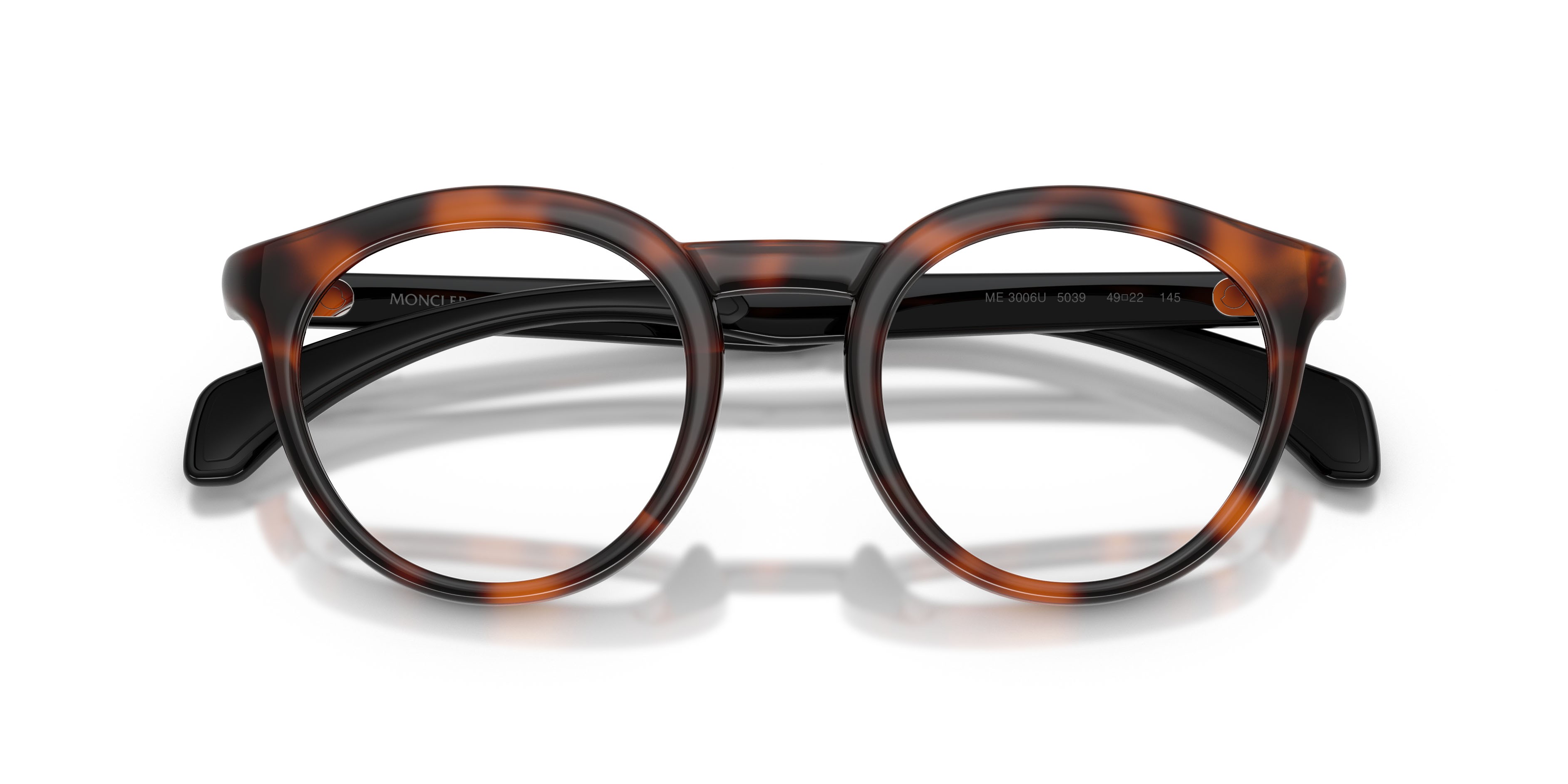 Eyeglasses Moncler ME 3006U (5039) color havana lucido shape round lenses lente demo