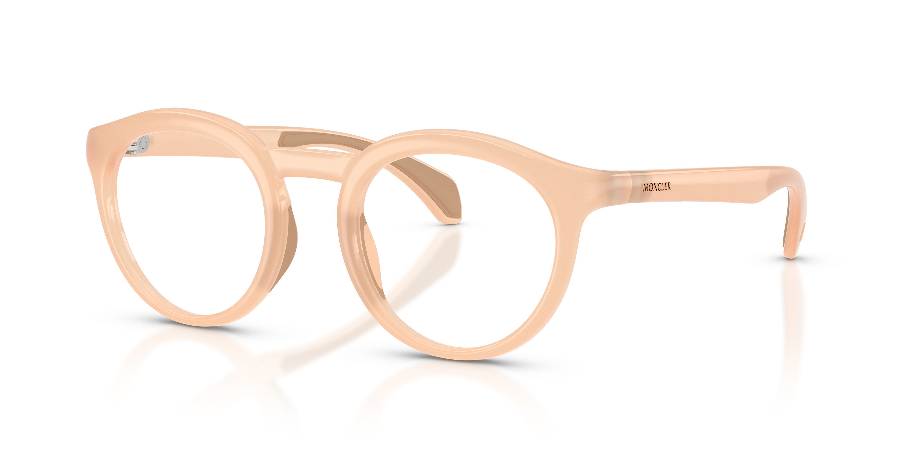 Eyeglasses Moncler ME 3006U (5043) color rosa perlaceo shape round lenses lente demo
