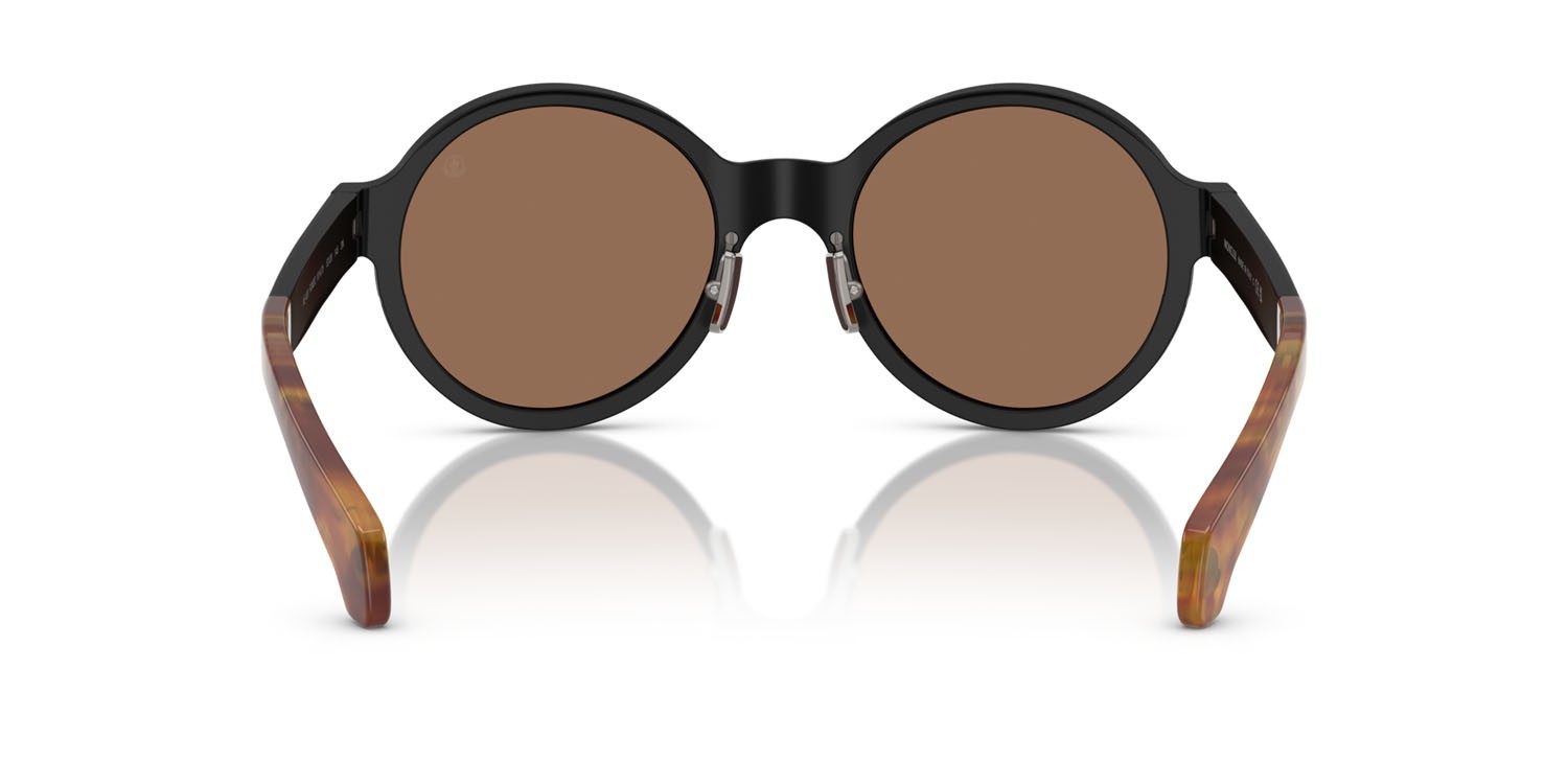 Occhiali da sole Moncler Rondo ME 4001 (101473) colore nero opaco forma rotondo lenti marrone scuro
