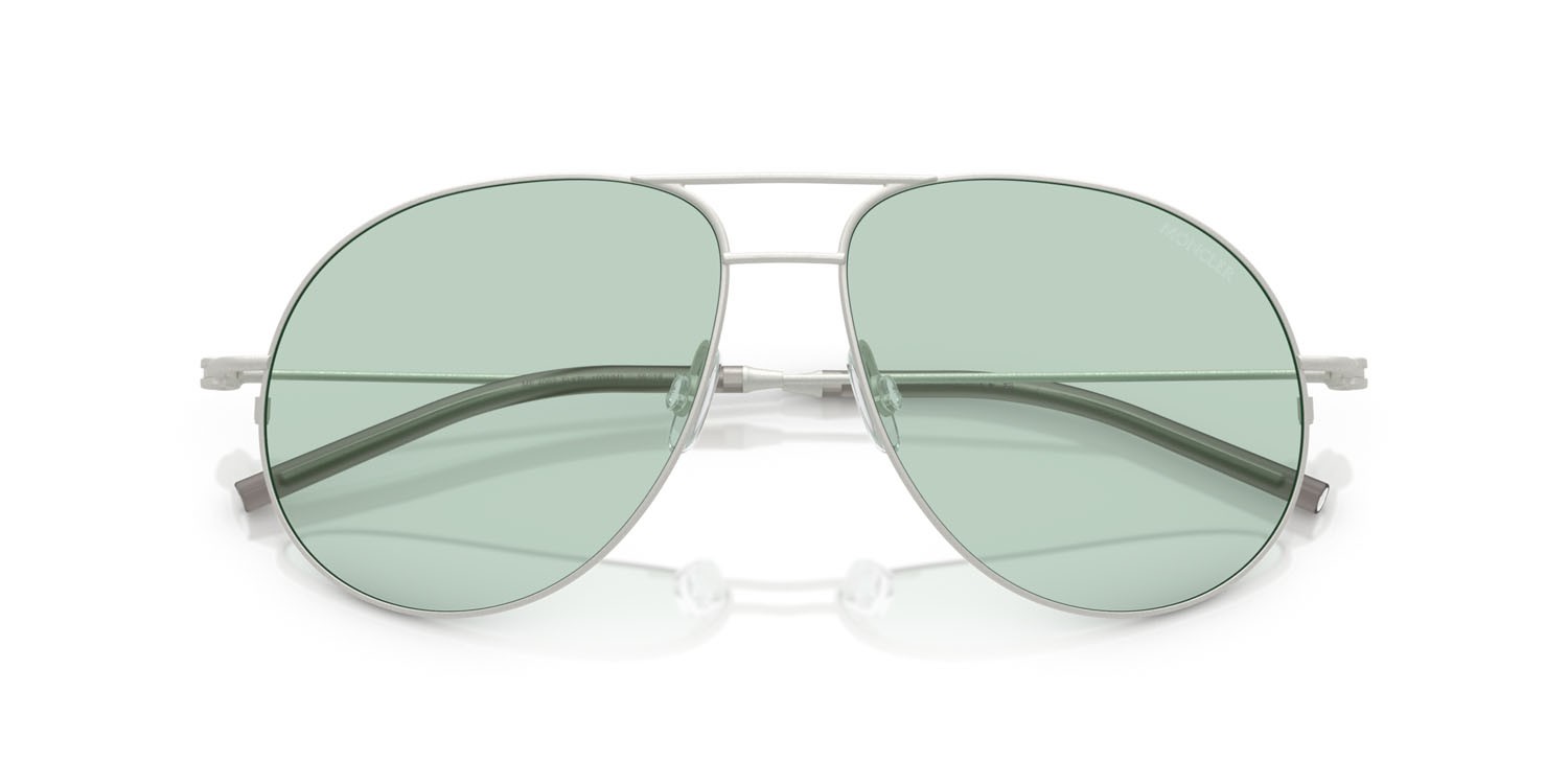 Sunglasses Moncler Flyze ME 4002 (1004M1) color argento opaco shape aviator lenses fotocromatica verde-verde scuro