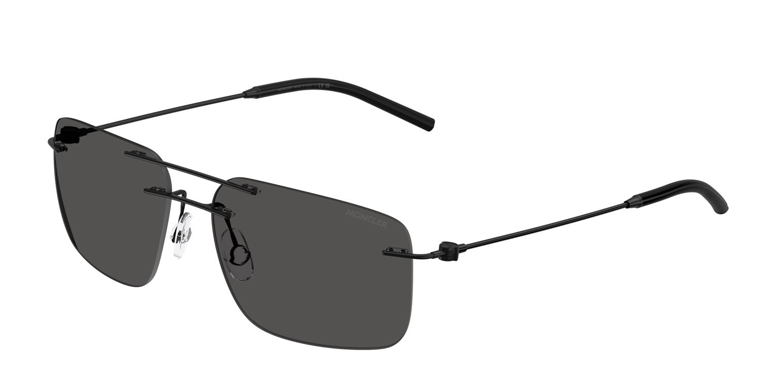 Occhiali da sole Moncler Doppler ME 4003 (100187) colore nero opaco forma rettangolare lenti grigio chiaro sfumato nero
