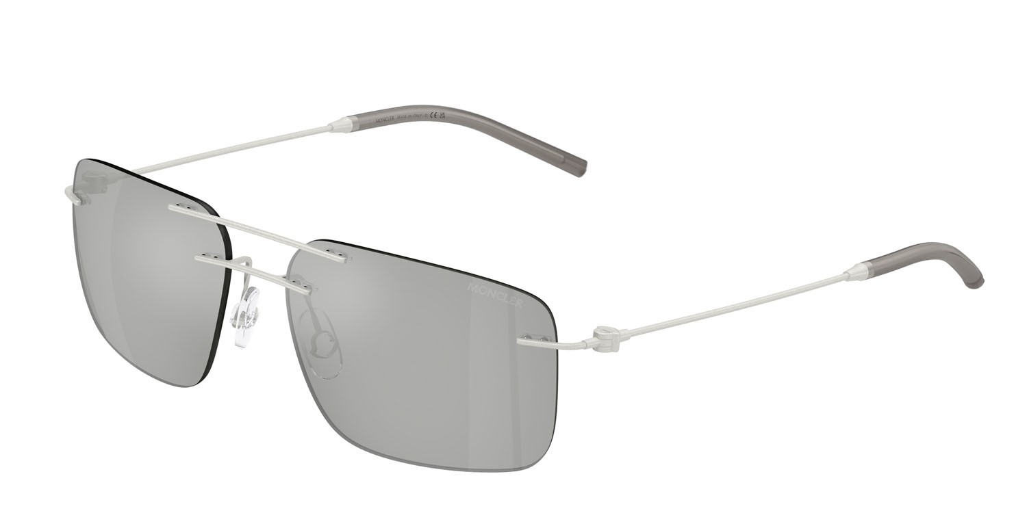 Occhiali da sole Moncler Doppler ME 4003 (10048V) colore argento opaco forma rettangolare lenti blu specchiato argento