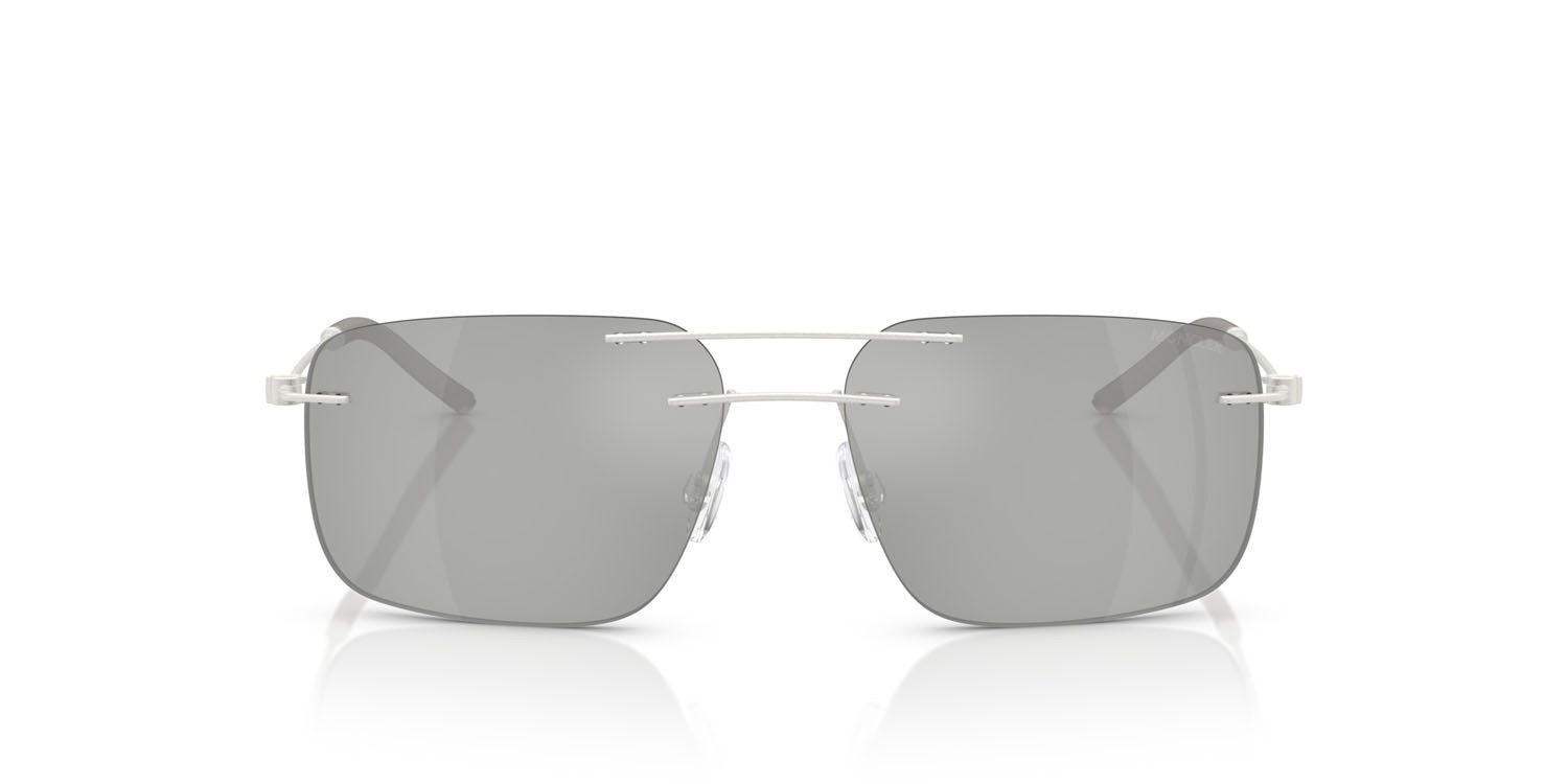 Occhiali da sole Moncler Doppler ME 4003 (10048V) colore argento opaco forma rettangolare lenti blu specchiato argento