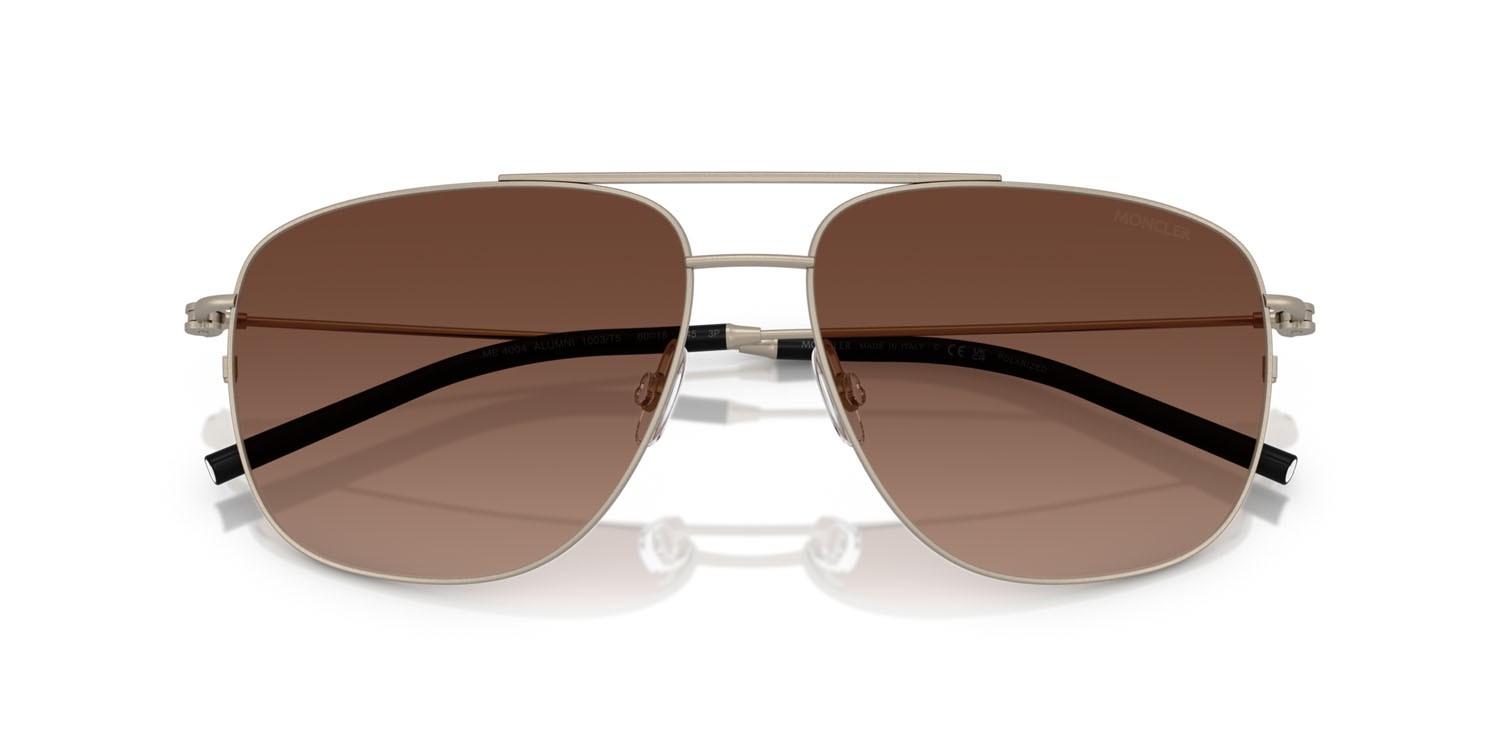 Occhiali da sole Moncler Alumni ME 4004 (1003T5) colore bronzo opaco forma aviator lenti polarizzata marrone sfumato