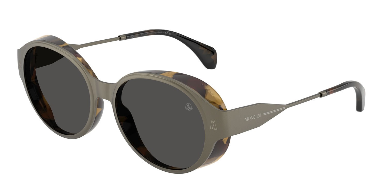 Sunglasses Moncler Auros ME 4005T (100287) color matte anthracite shape round lenses grigio scuro tinta unita