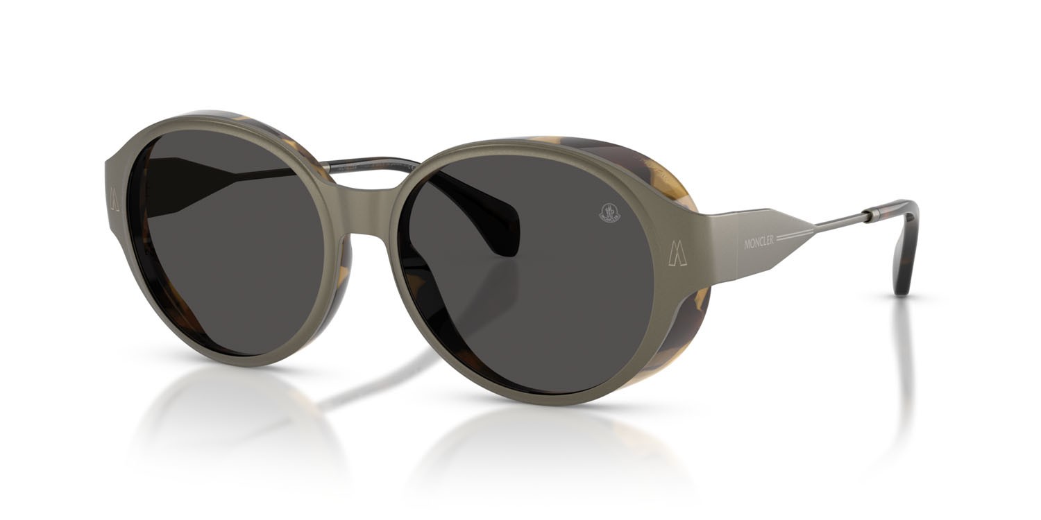 Sunglasses Moncler Auros ME 4005T (100287) color matte anthracite shape round lenses grigio scuro tinta unita