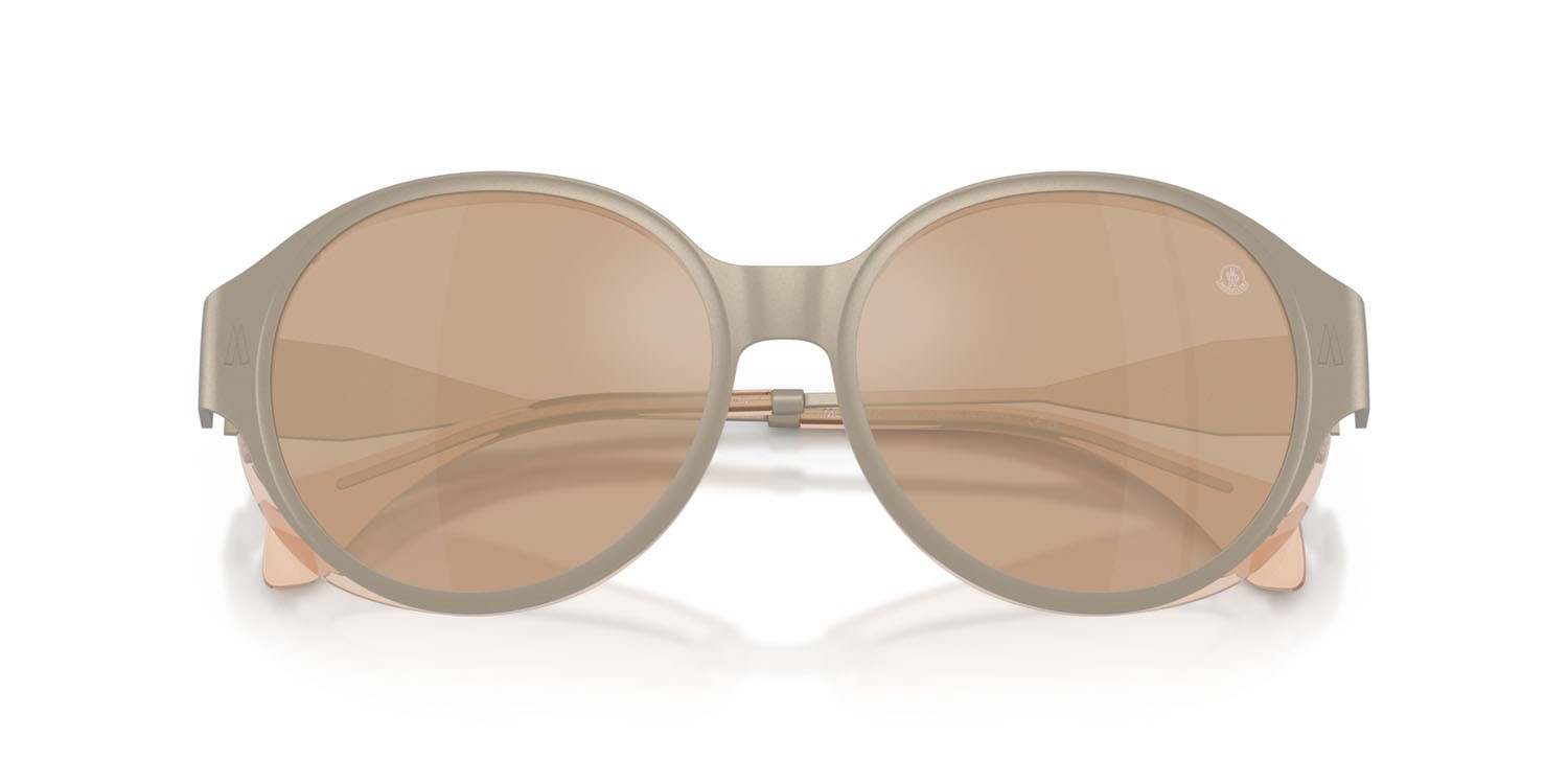 Sunglasses Moncler Auros ME 4005T (10035A) color bronzo opaco shape round lenses mirror brown gold