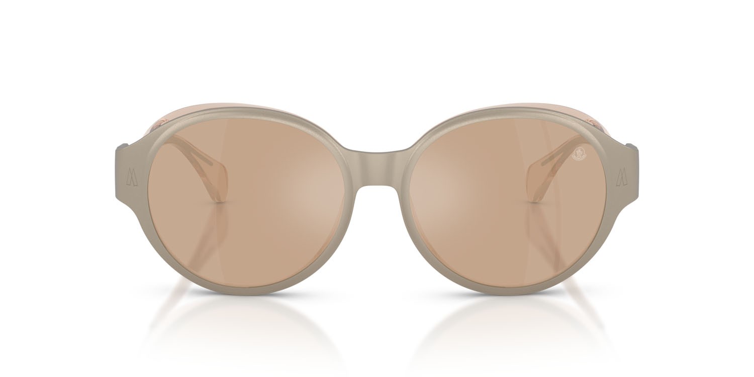 Sunglasses Moncler Auros ME 4005T (10035A) color bronzo opaco shape round lenses mirror brown gold