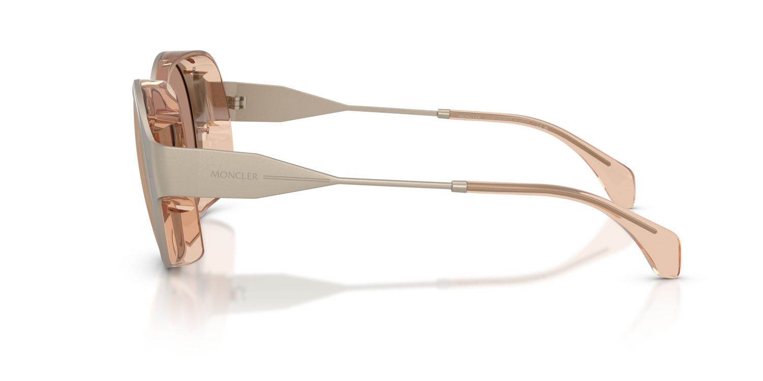 Sunglasses Moncler Auros ME 4005T (10035A) color bronzo opaco shape round lenses mirror brown gold