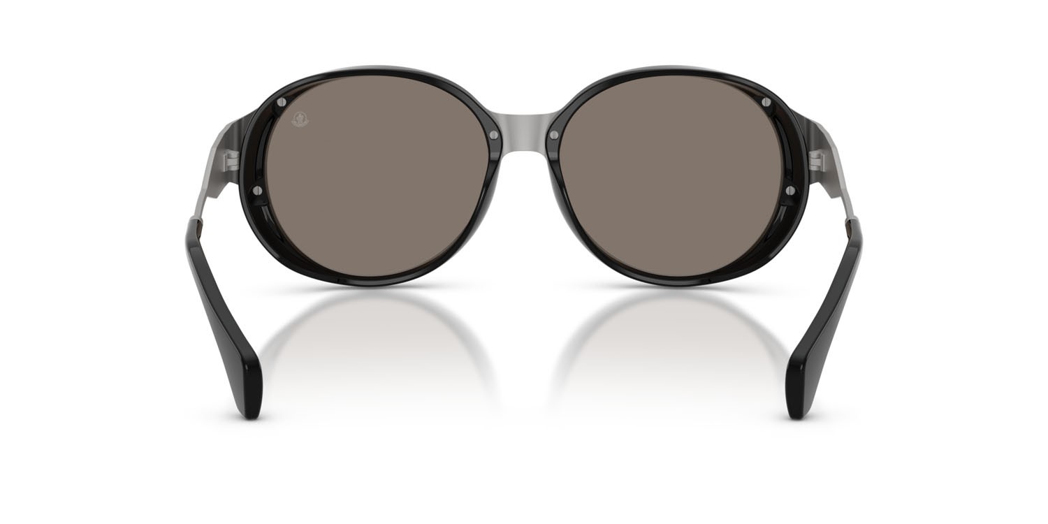 Occhiali da sole Moncler Auros ME 4005T (10046G) colore argento opaco forma rotondo lenti argento a specchio